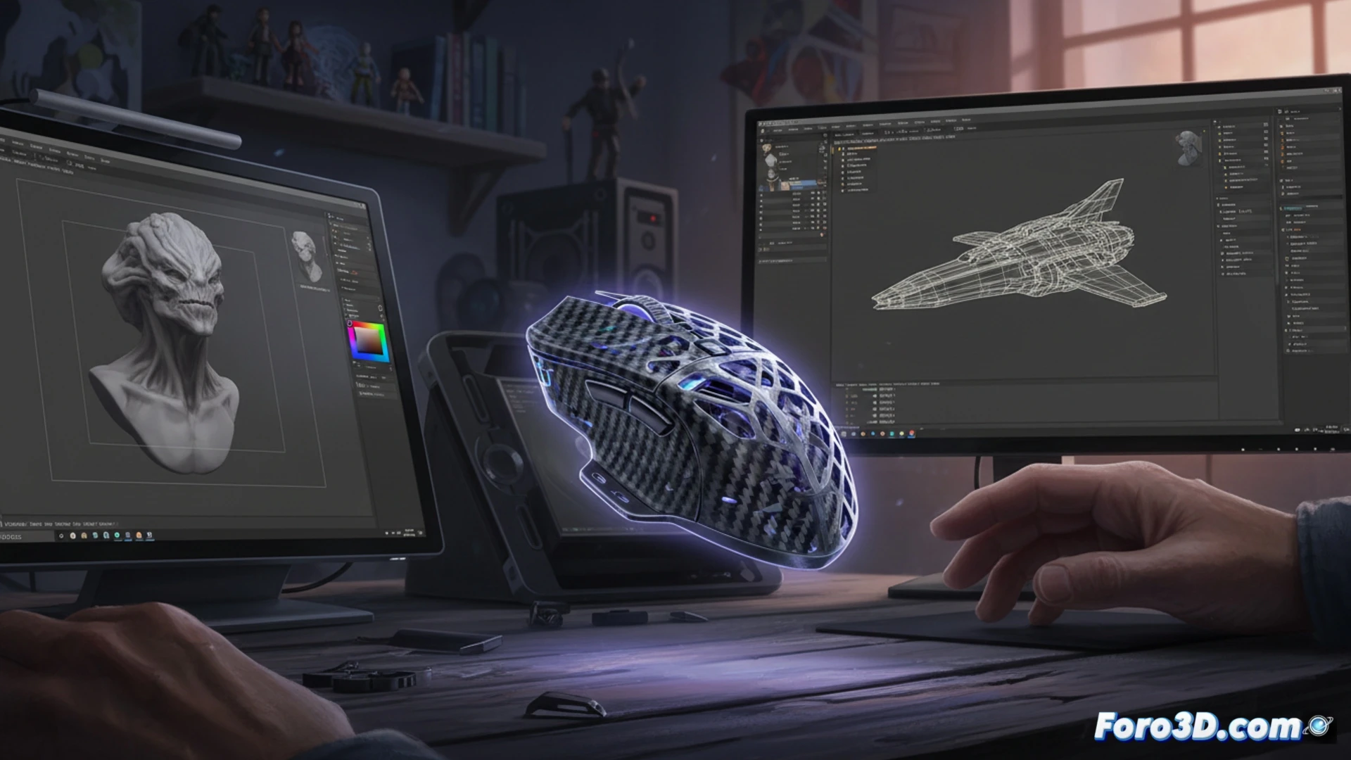 Finalmouse UltralightX ratón fibra carbono 29 gramos inalámbrico para modelado 3D profesional