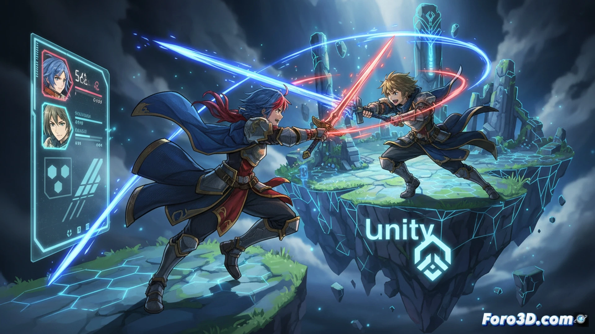 Captura de Fire Emblem Engage con personajes anime en cel-shading vibrante sobre fondo de batalla estilizado