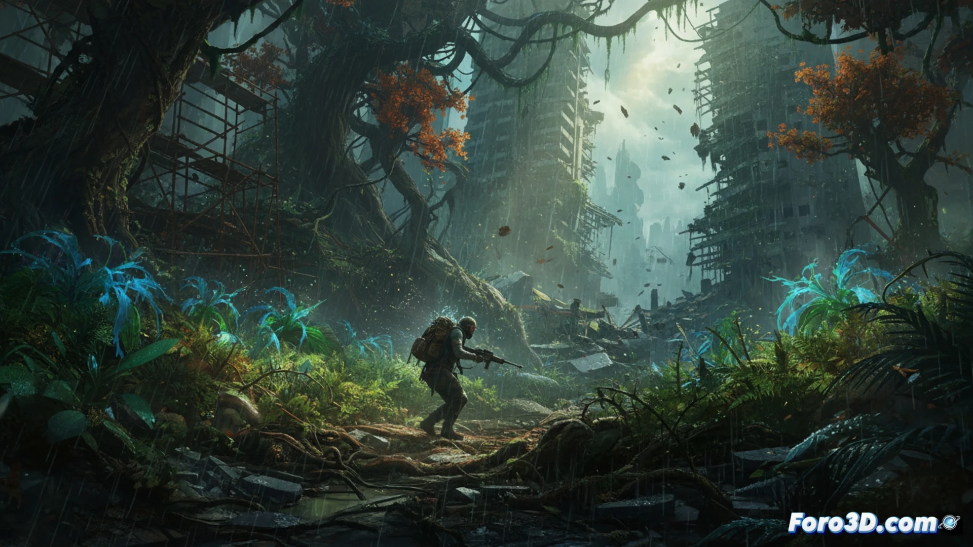 Follaje dinámico en Unreal Engine 5 para survival post-apocalíptico con bosques reactivos al clima y jugador