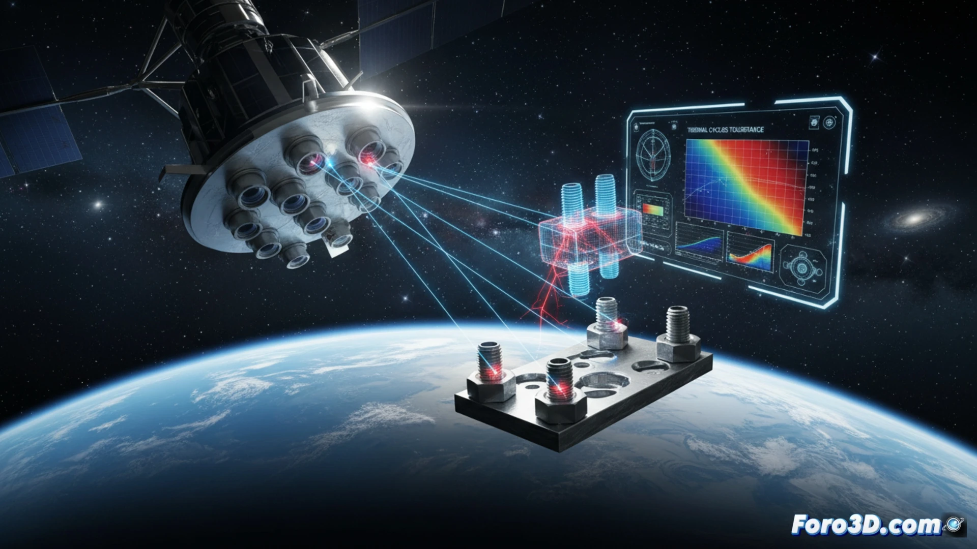 Fotogrametría orbital 3D de pernos espaciales con microfisuras por fatiga térmica en estación espacial
