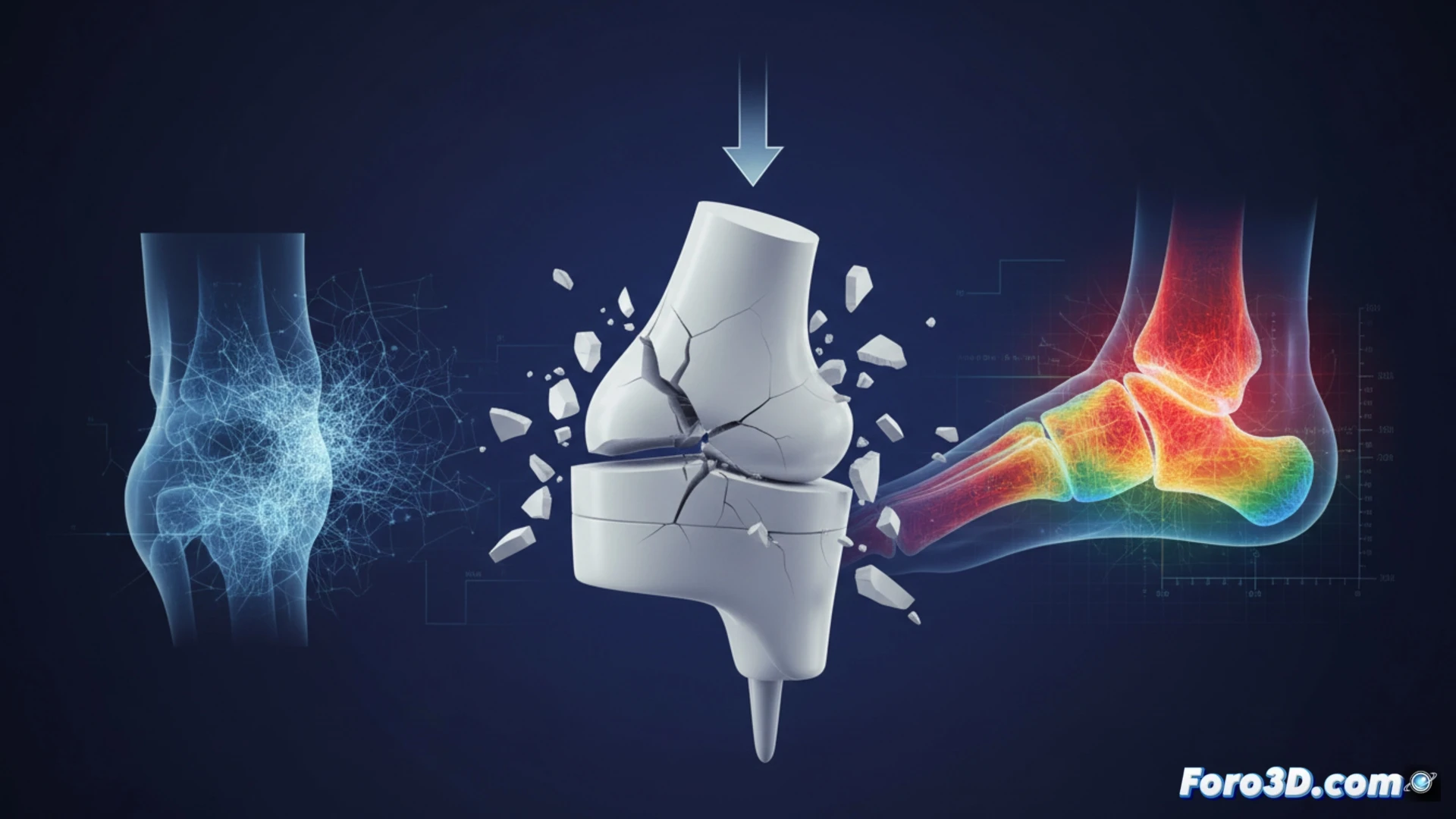 Fractura de prótesis de tobillo cerámica analizada con micro-CT y simulación FEA por impacto