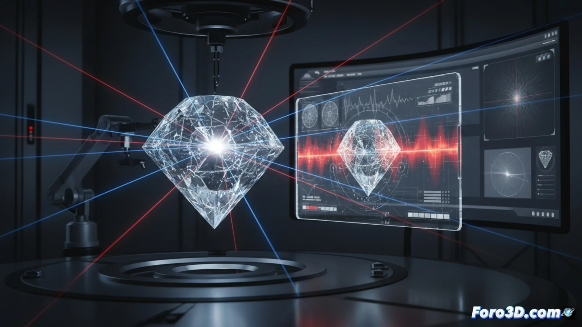 Simulación 3D de tensiones internas en diamante sintético con fractura iniciada por inclusión de grafito microscópica
