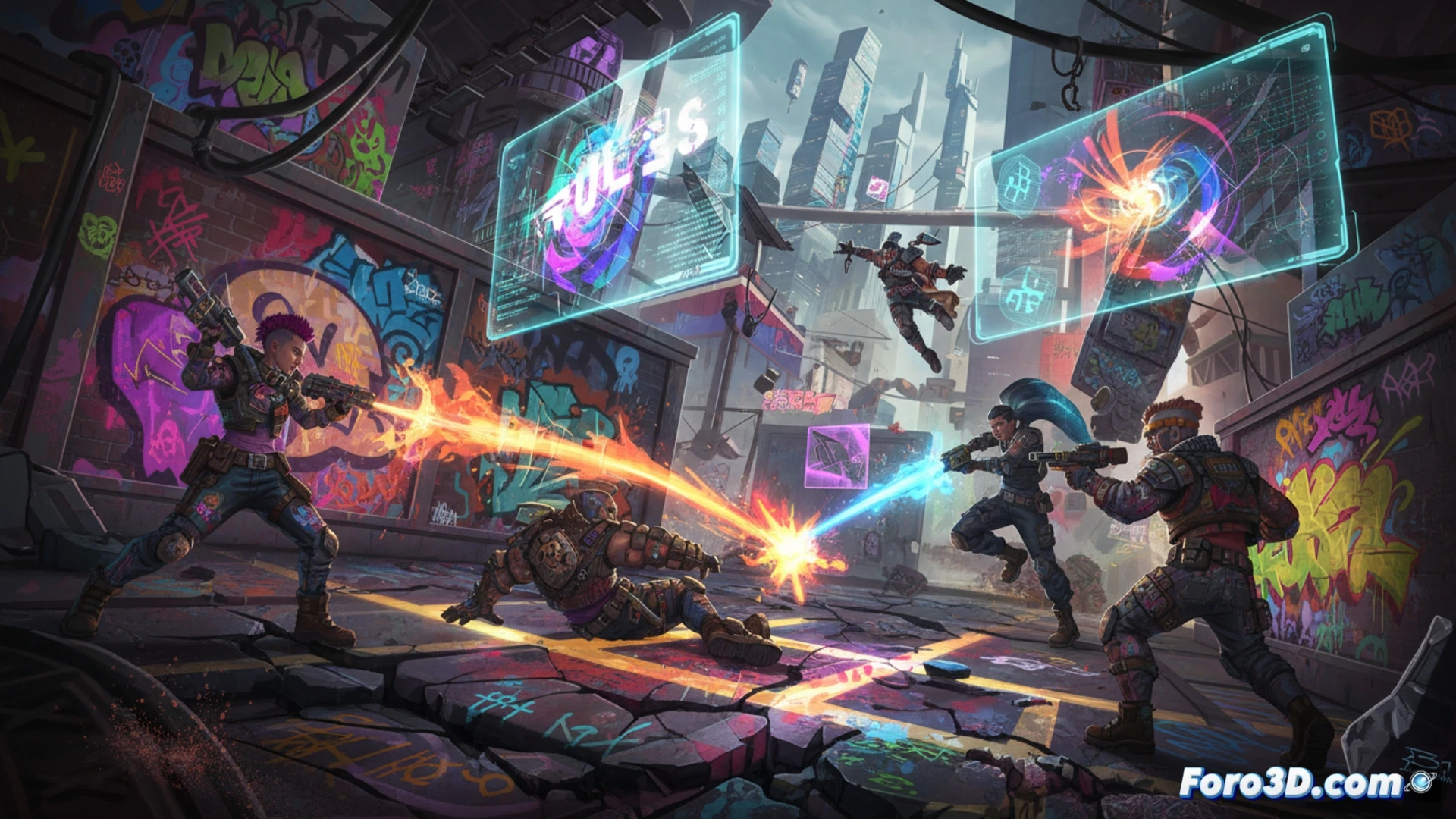 FragPunk graffiti punk en Unreal Engine 5 con reglas dinámicas y postprocesado visual