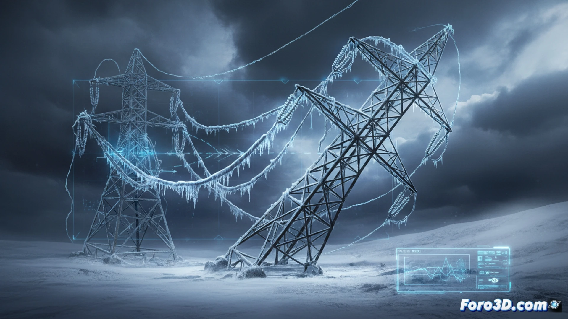 LiDAR revela hielo asimétrico en cables de alta tensión causando galope y colapso de aisladores durante tormenta