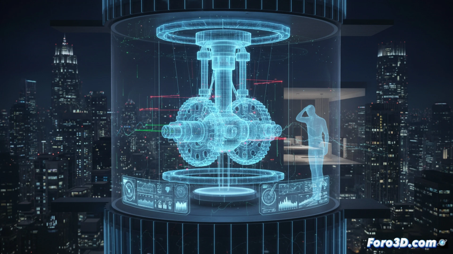 Simulación 3D de gemelo digital del amortiguador de masa sintonizada de la Torre Infinity bajo viento