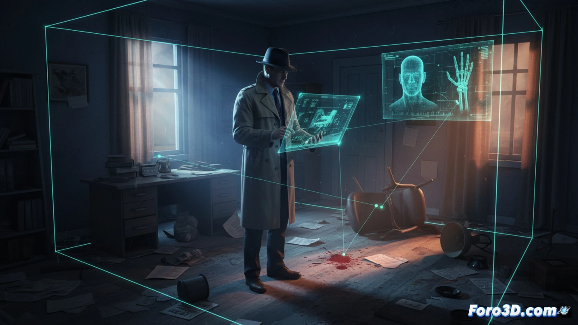 Escáner 3D y fotogrametría forense para crear gemelo digital del lugar de incidente de detective privado