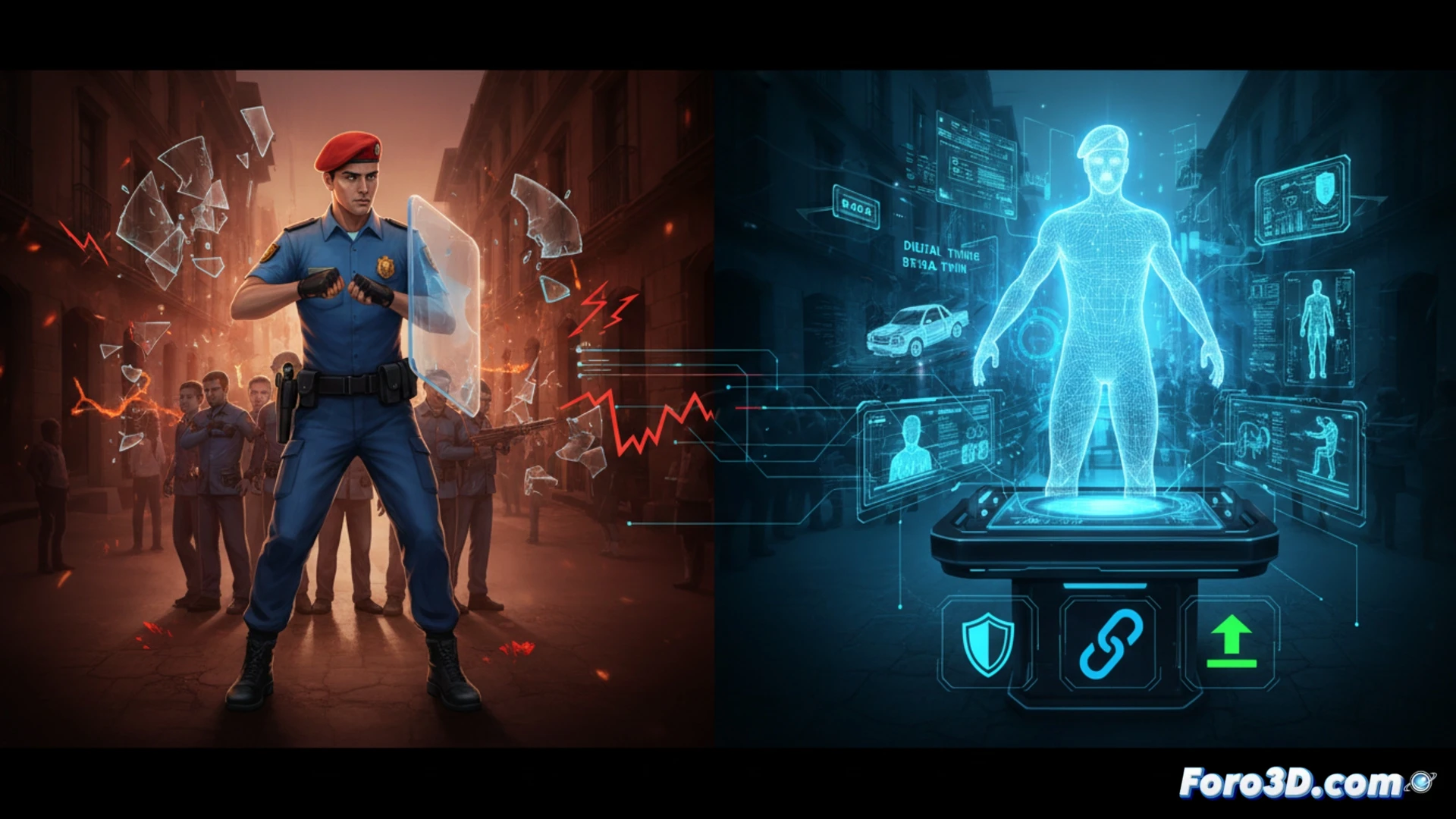 Simulación 3D de agente en entrenamiento virtual con gemelo digital para reducir riesgos laborales en Ertzaintza
