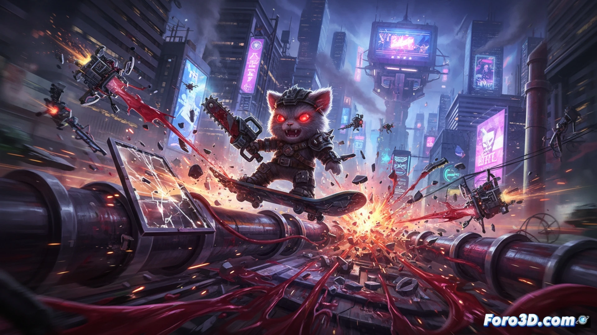 Gori Cuddly Carnage gameplay con sangre física y entornos destructibles en Unreal Engine 4