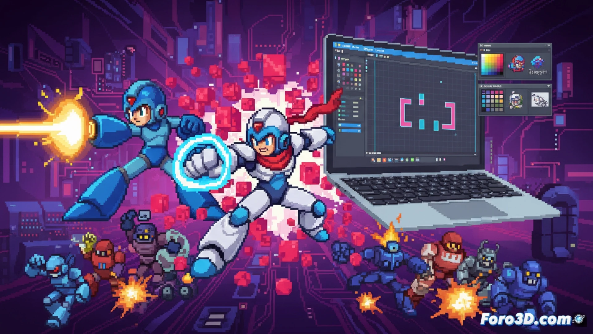 Captura de Gravity Circuit mostrando su pixel art estilo 16 bits y acción rápida