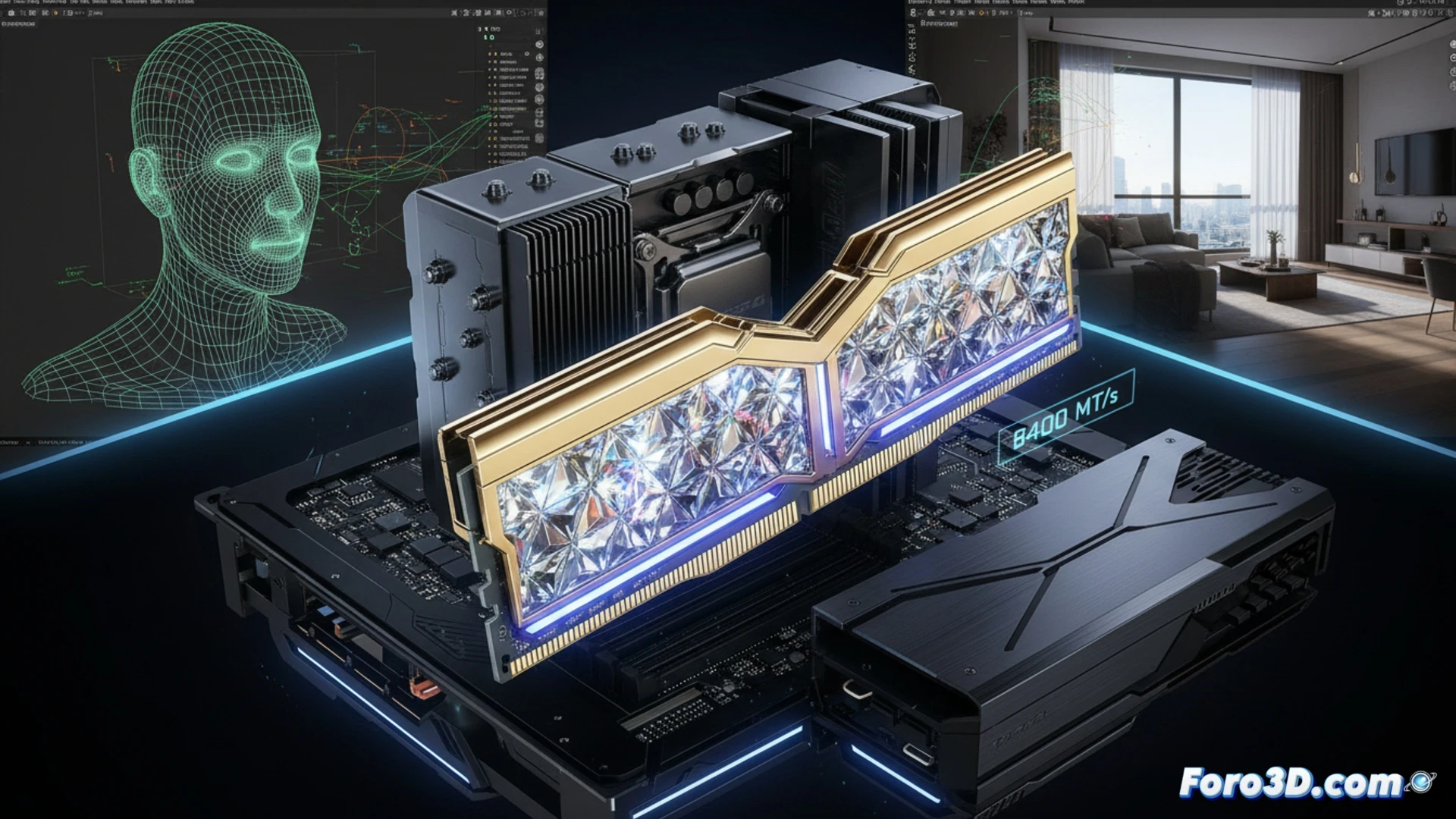 Módulos de RAM G.Skill Trident Z5 Royal DDR5 con disipador plateado y barra de luz cristalina