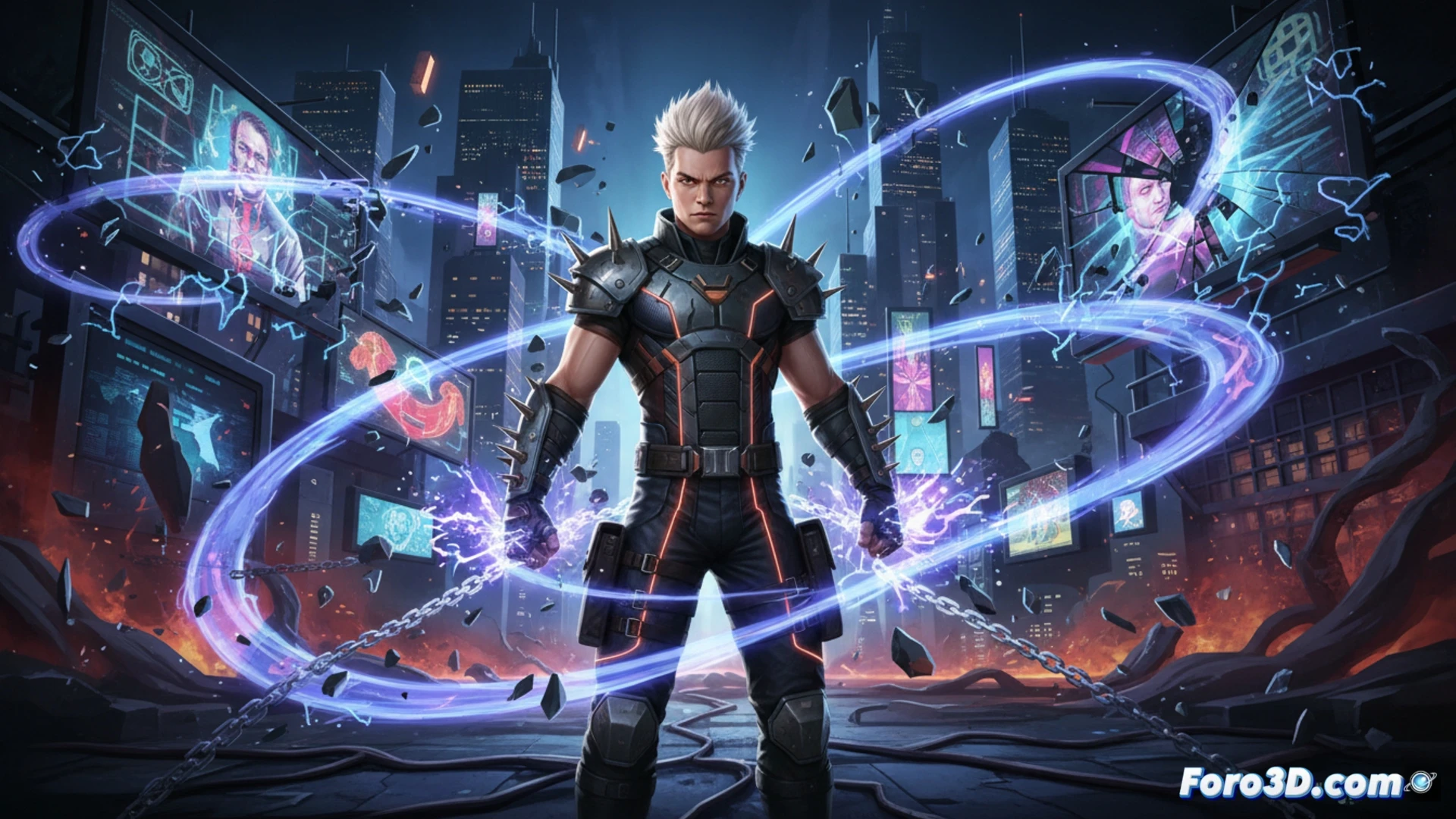 Hellion mutante con telequinesis activista digital modelado 3D resistencia social arte Marvel