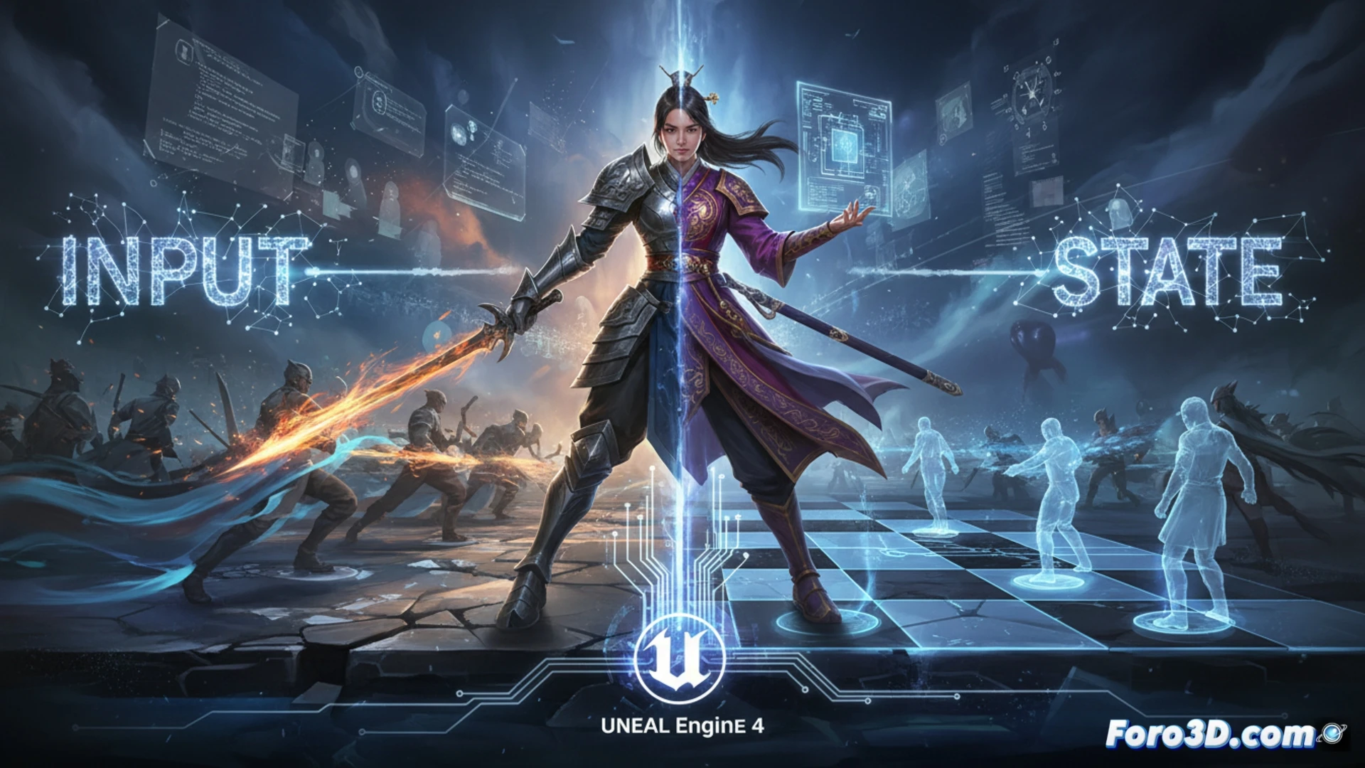 Captura de Hoyeon mostrando combate híbrido con efectos visuales en Unreal Engine 4