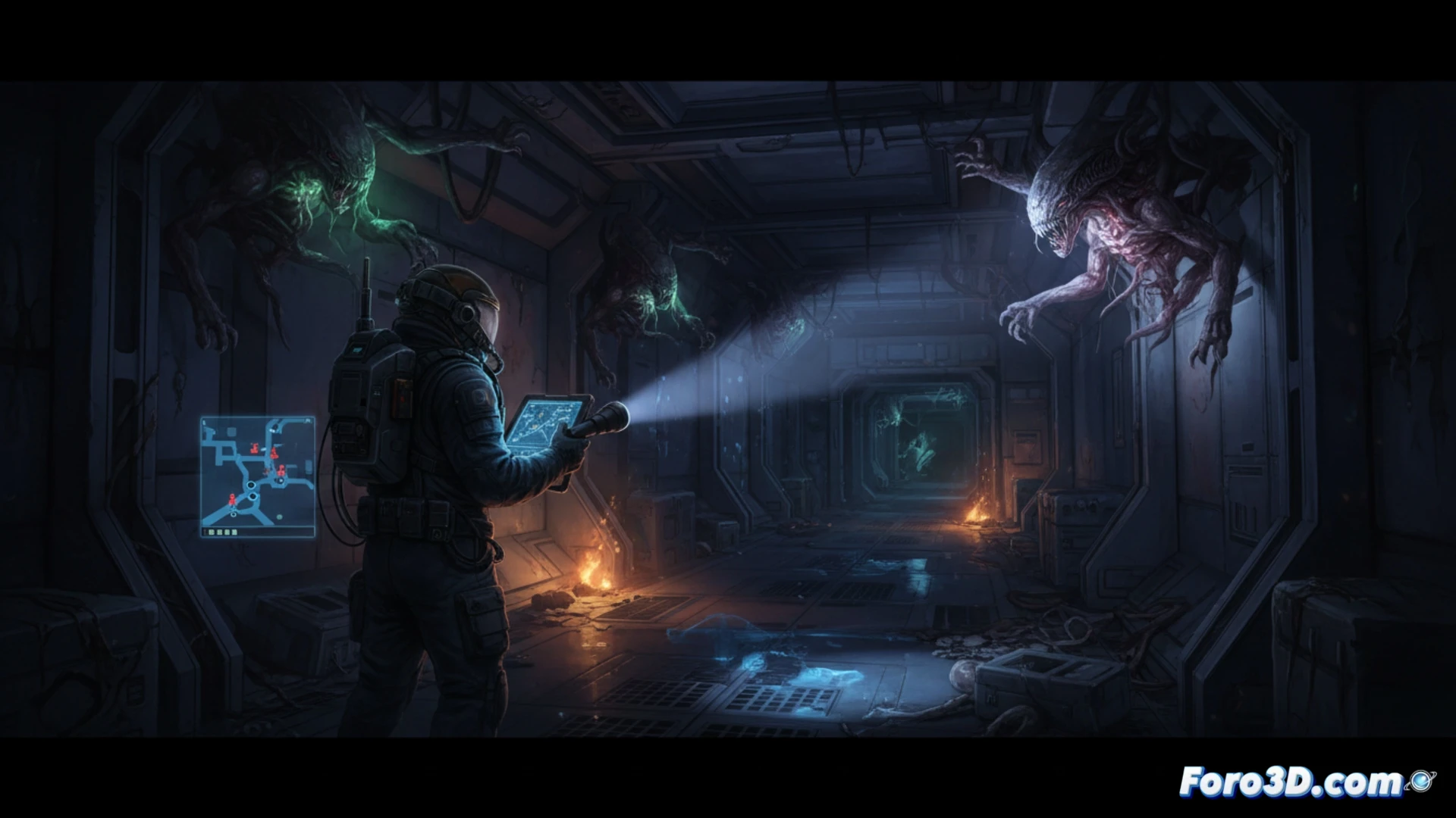 Iluminacion con bengalas y linternas en Level Zero Extraction usando Unreal Engine 5