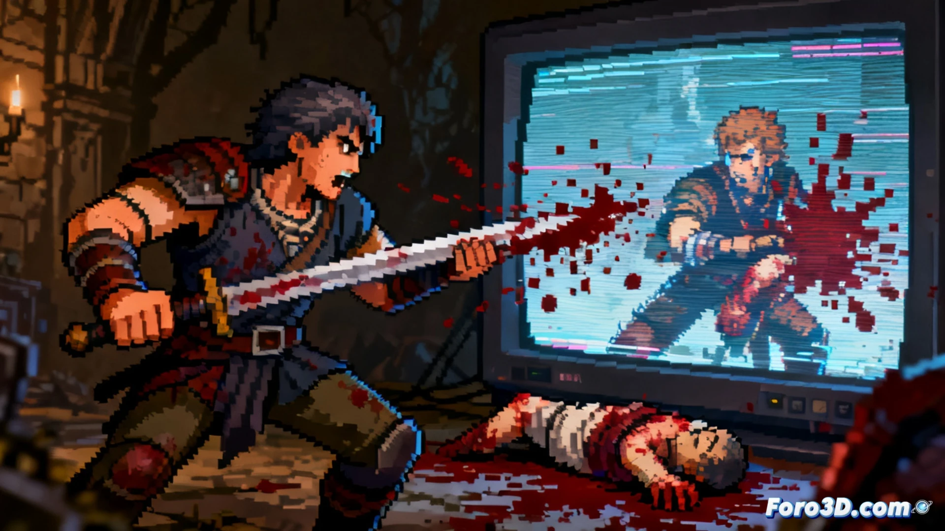 Infernax pixel art gore en 8 bits con Unity y Aseprite, desarrollo de videojuegos retro violento