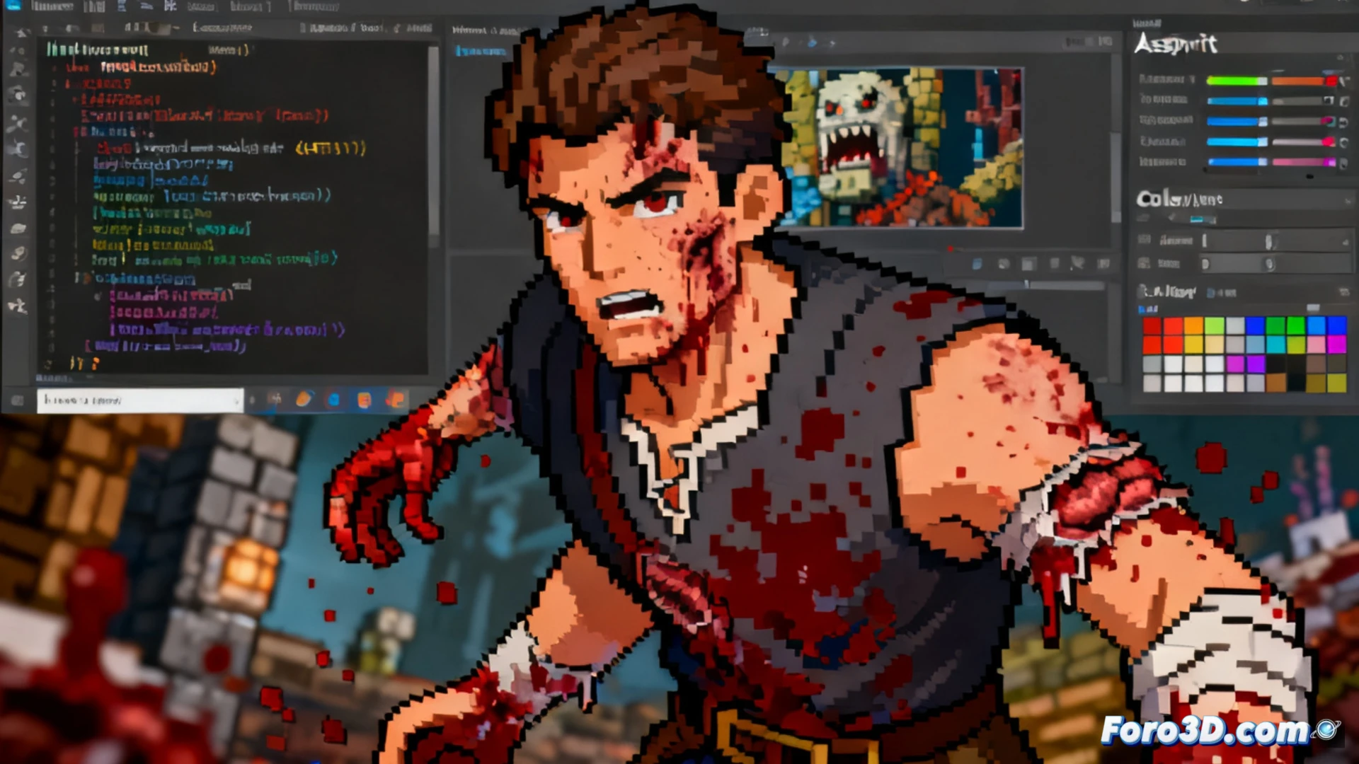 Infernax pixel art gore Unity Aseprite desarrollo videojuegos retro violencia 8 bits