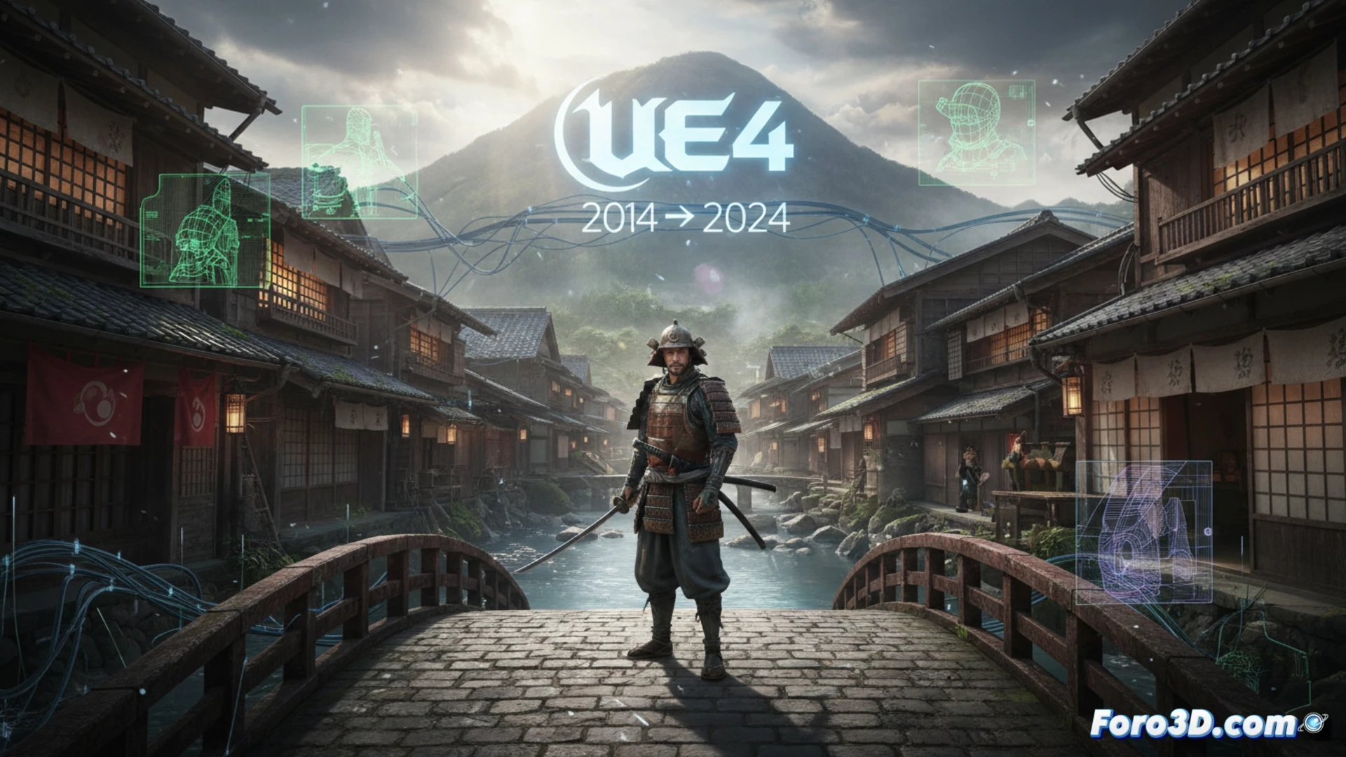 Reconstrucción digital de Kioto feudal con iluminación dinámica en Unreal Engine 4 para Ishin