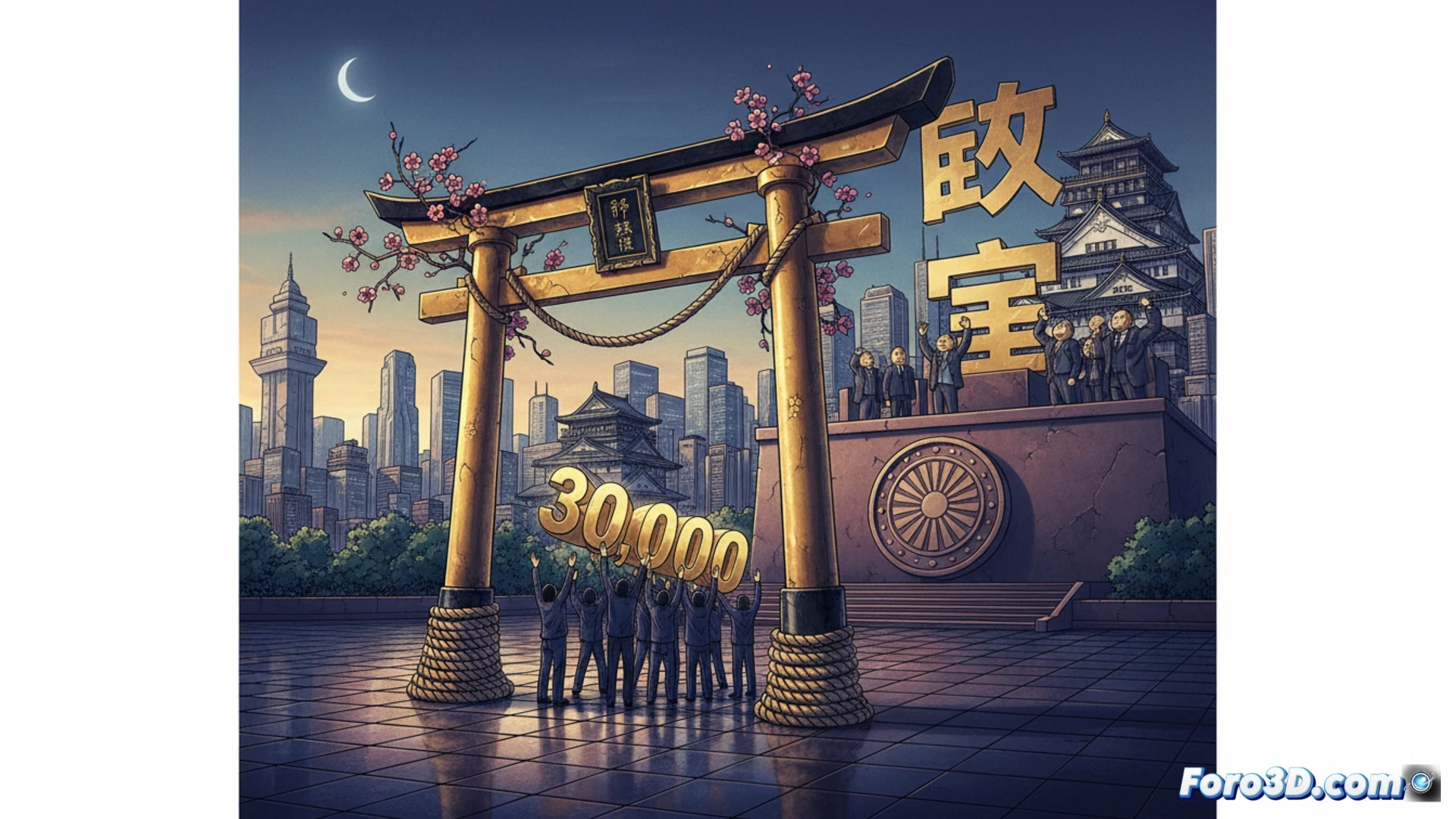 Japanese corporate boardroom scene, a metal ballot box with a 30000-share marker being physically raised upward on a pedestal out of reach of small investors, while a digital stock certificate with a rising threshold number is projected on a glass screen behind the table, miniature shareholder figurines holding voting papers left behind at the bottom, dramatic shadow falling across the lowered podium, polished mahogany table reflecting the change, cinematic technical illustration, cold blue corporate lighting, high-contrast shadows, hyperrealistic materials, architectural detail in the room, engineering visualization style