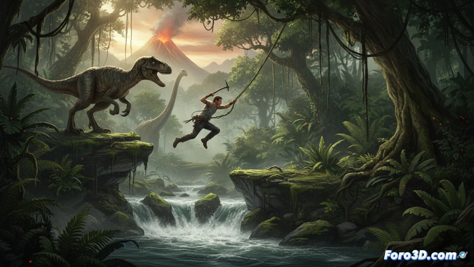 Jurassic Park Survival Unreal Engine 5 fotorrealismo Isla Nublar dinosaurios Nanite Lumen follaje dinámico