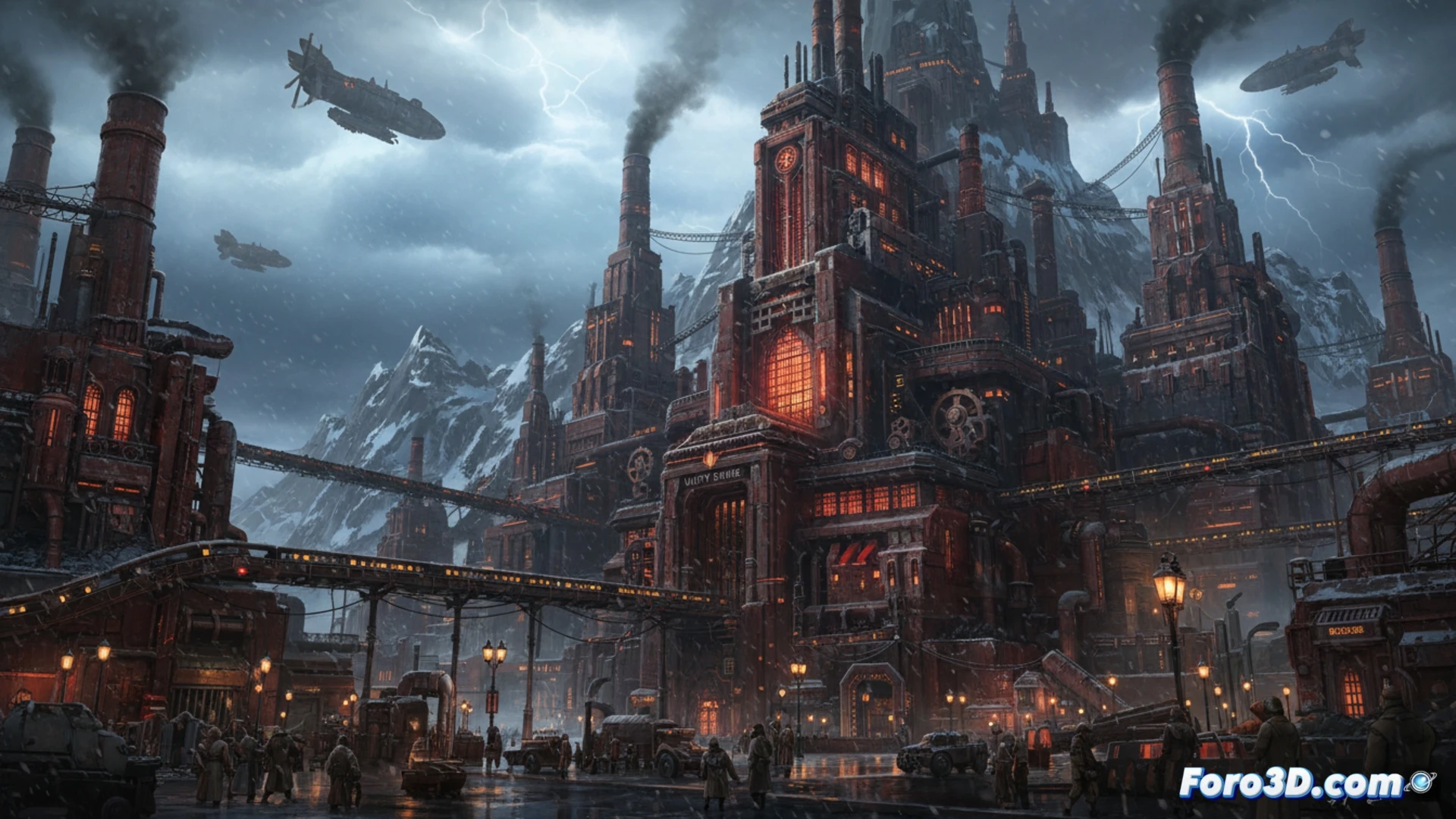Kaiserpunk juego gestión urbana dieselpunk Unity Blender Substance 3D detalle metálico