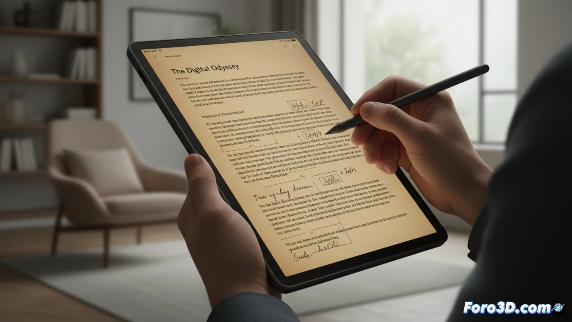 Kindle Scribe 2024 con Active Canvas escribiendo notas sobre un libro digital en pantalla de tinta electrónica