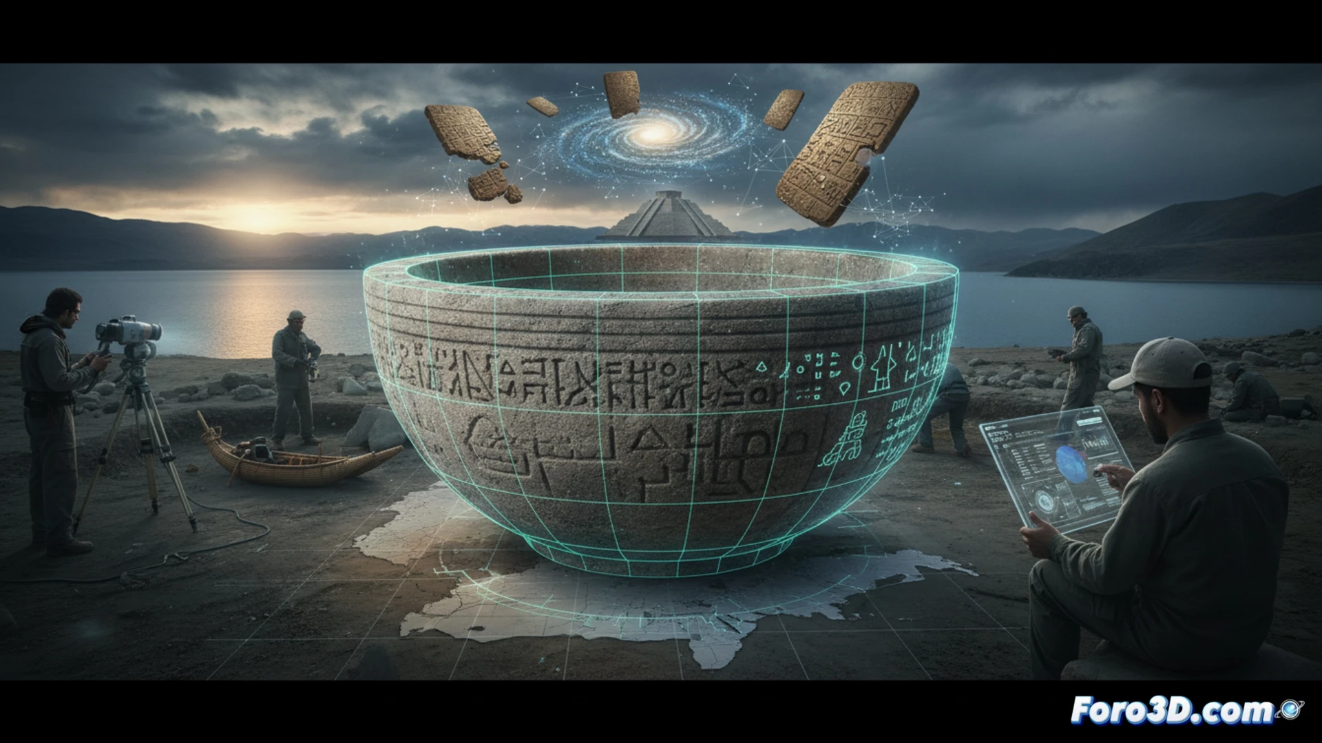Fuente Magna cuenco piedra inscripciones sumerias Lago Titicaca Bolivia fotogrametría 3D arqueología digital
