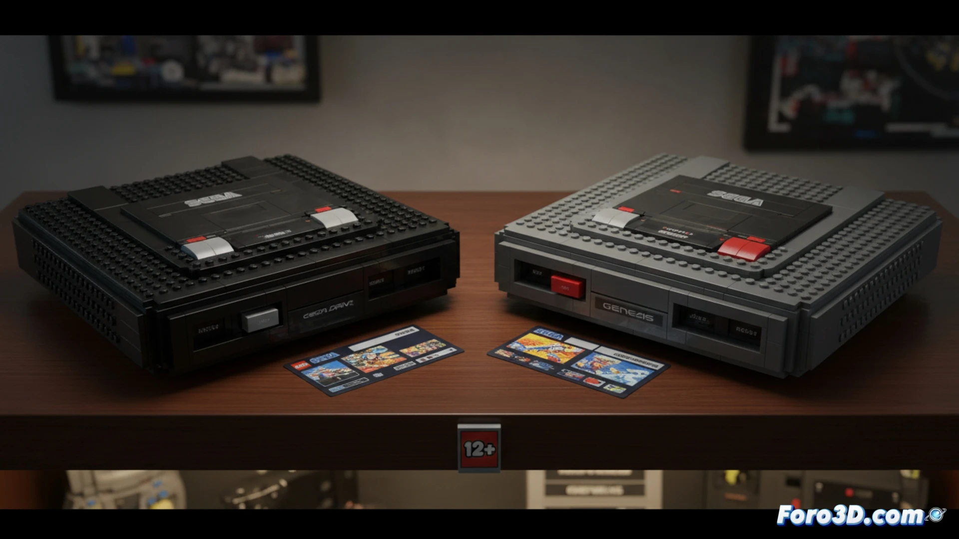 LEGO SEGA Mega Drive de 479 piezas, dos caras: versión europea y Genesis americana, para exposición.