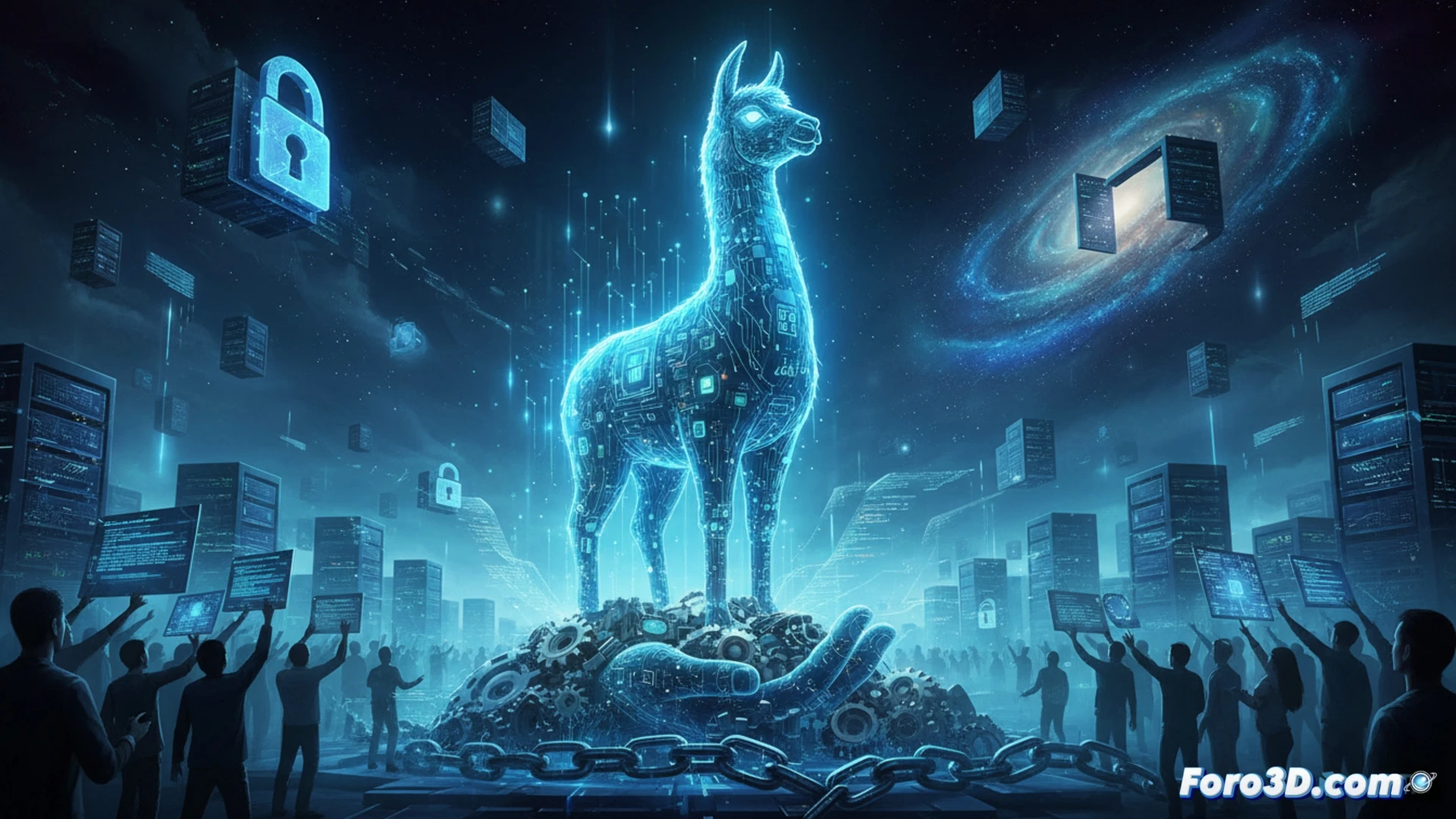 Logo de Meta Llama 3.1 405B con fondo digital y redes neuronales