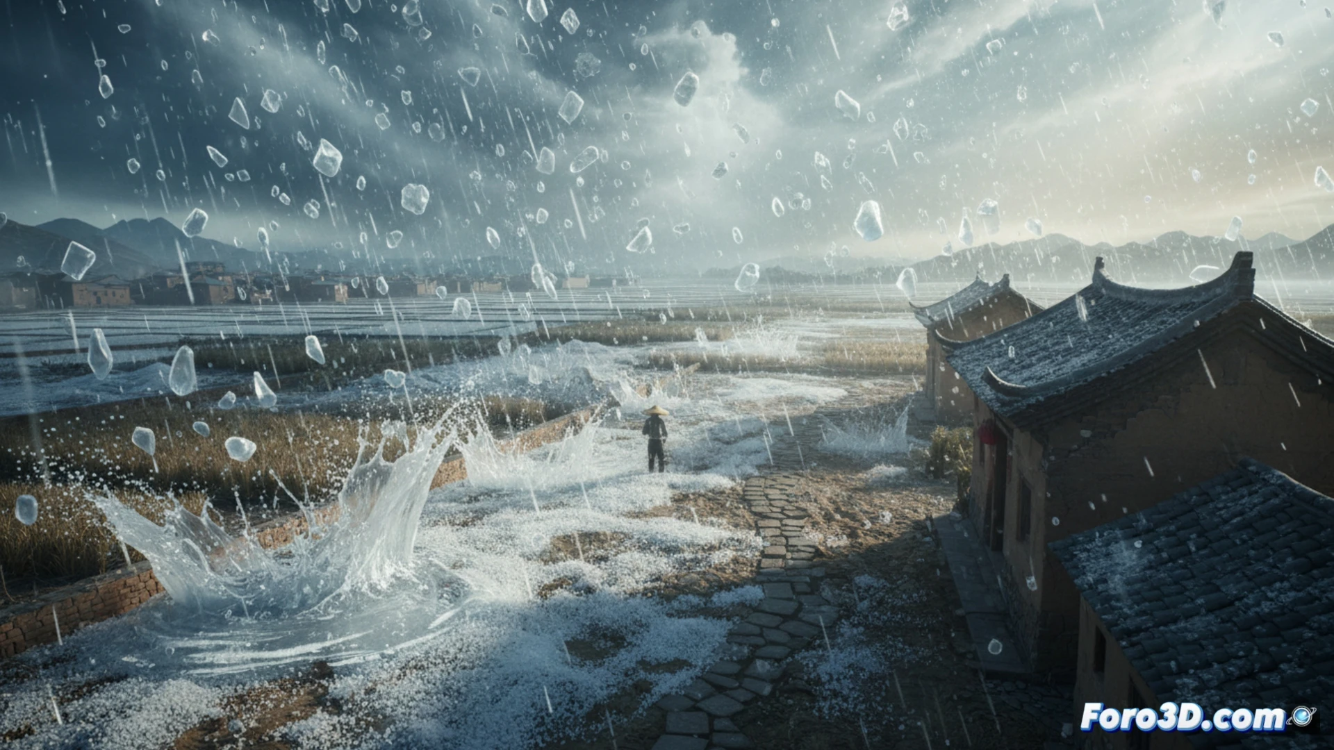 Simulación VFX de lluvia de sal en Henan con Houdini, Maya XGen y RealFlow, cristales en el aire