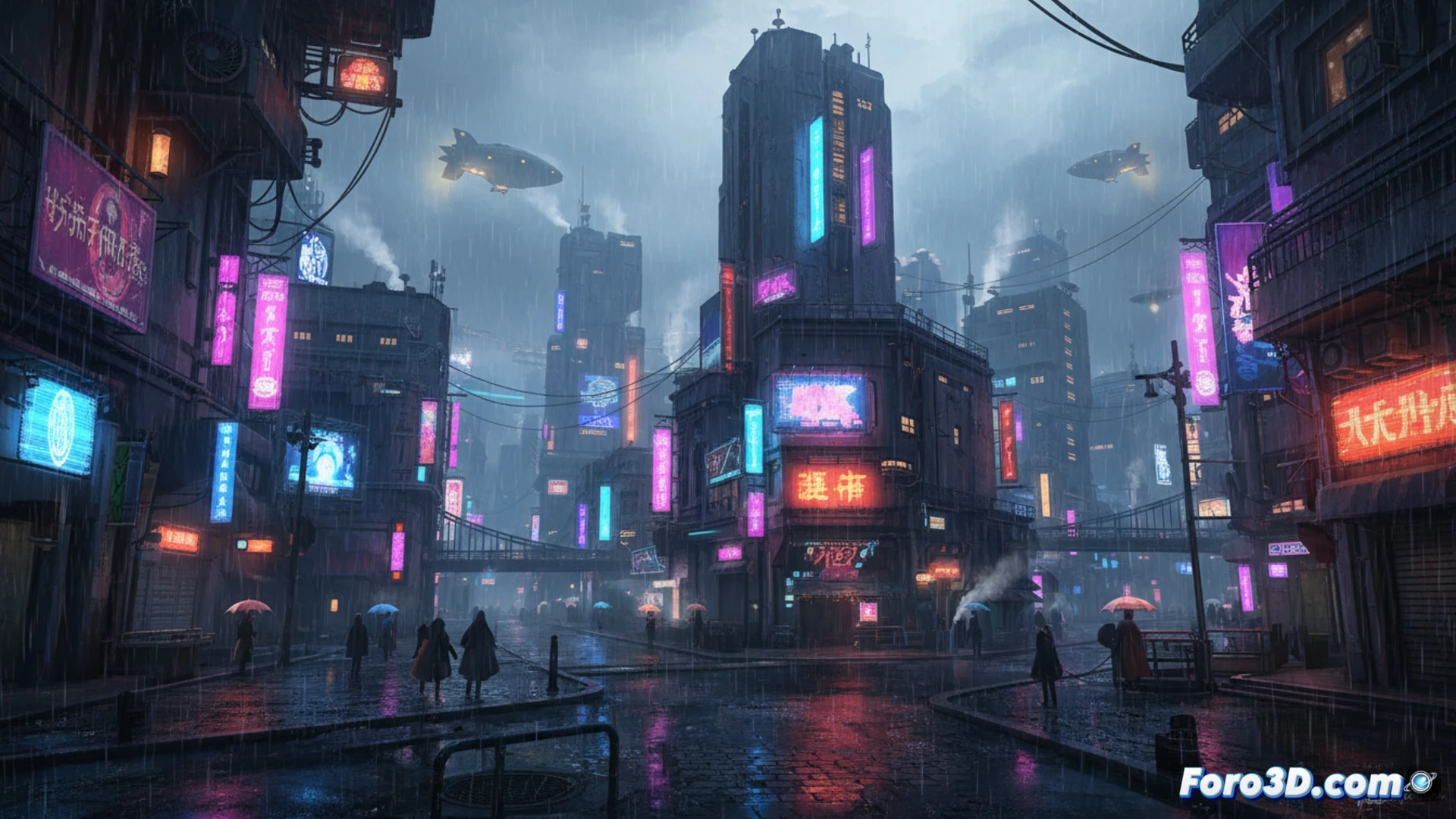 [Lluvia neón en Kanai Ward ciudad oscura estilo Lucid Noir Unreal Engine 4 videojuego]