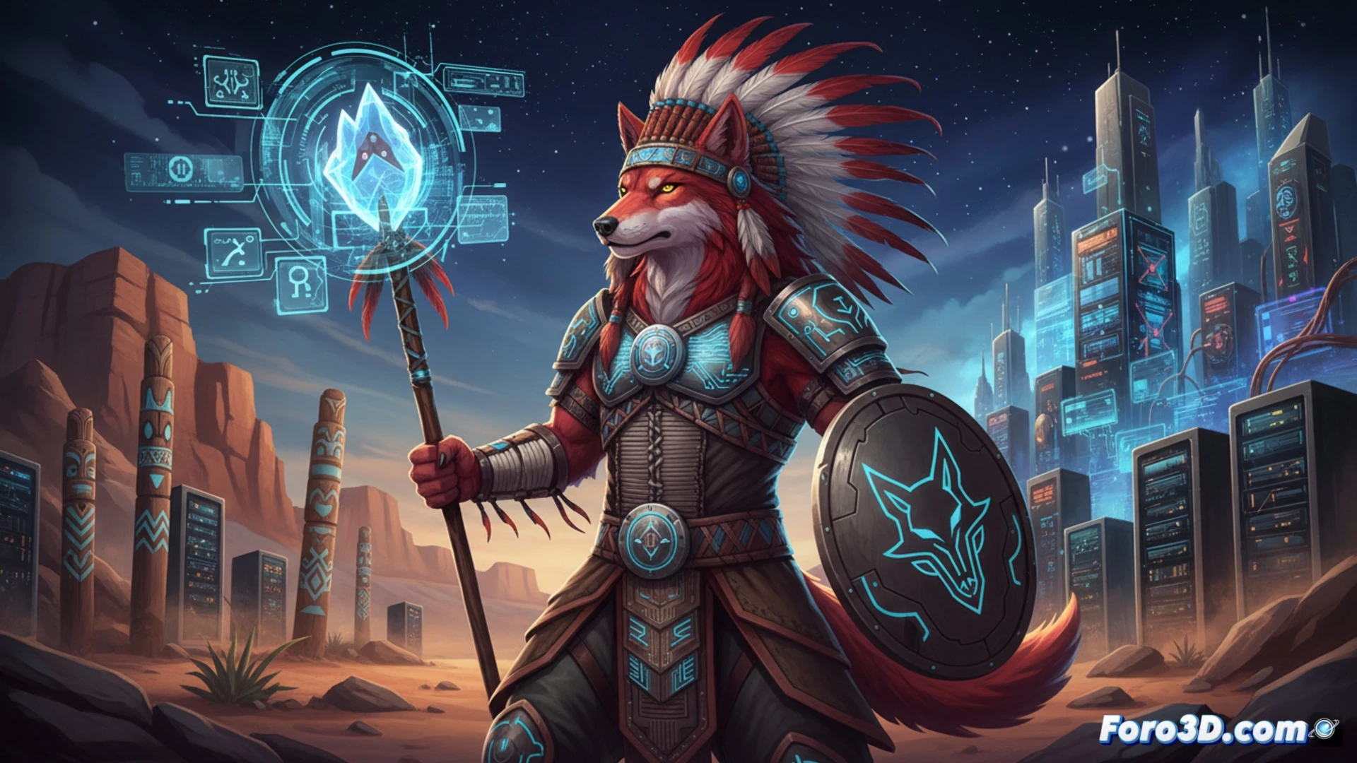 Lobo Rojo de Marvel en arte 3D, identidad nativa y activismo digital, lobo Owayodata