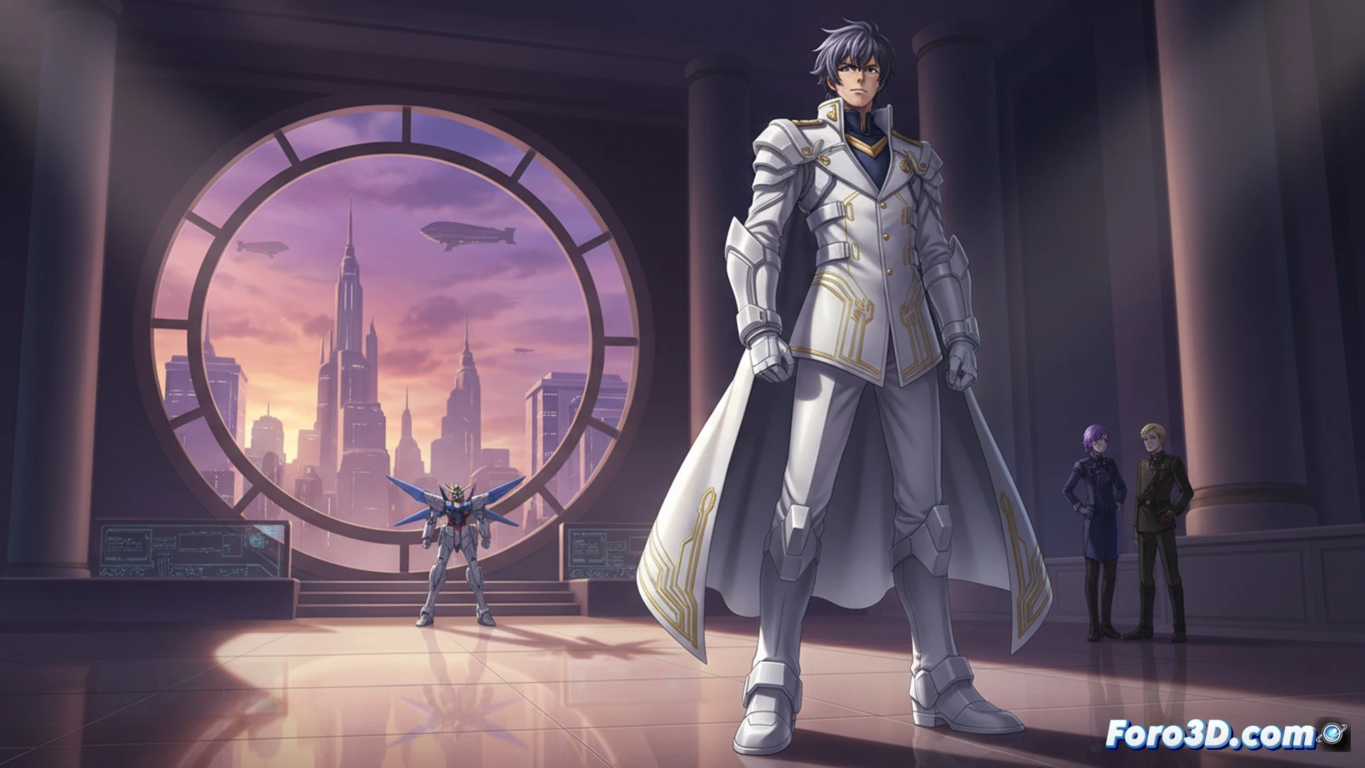 Kira Yamato, con pilot suit de gala, posa elegante sobre base oscura, iluminado suavemente para destacar en cualquier estantería.