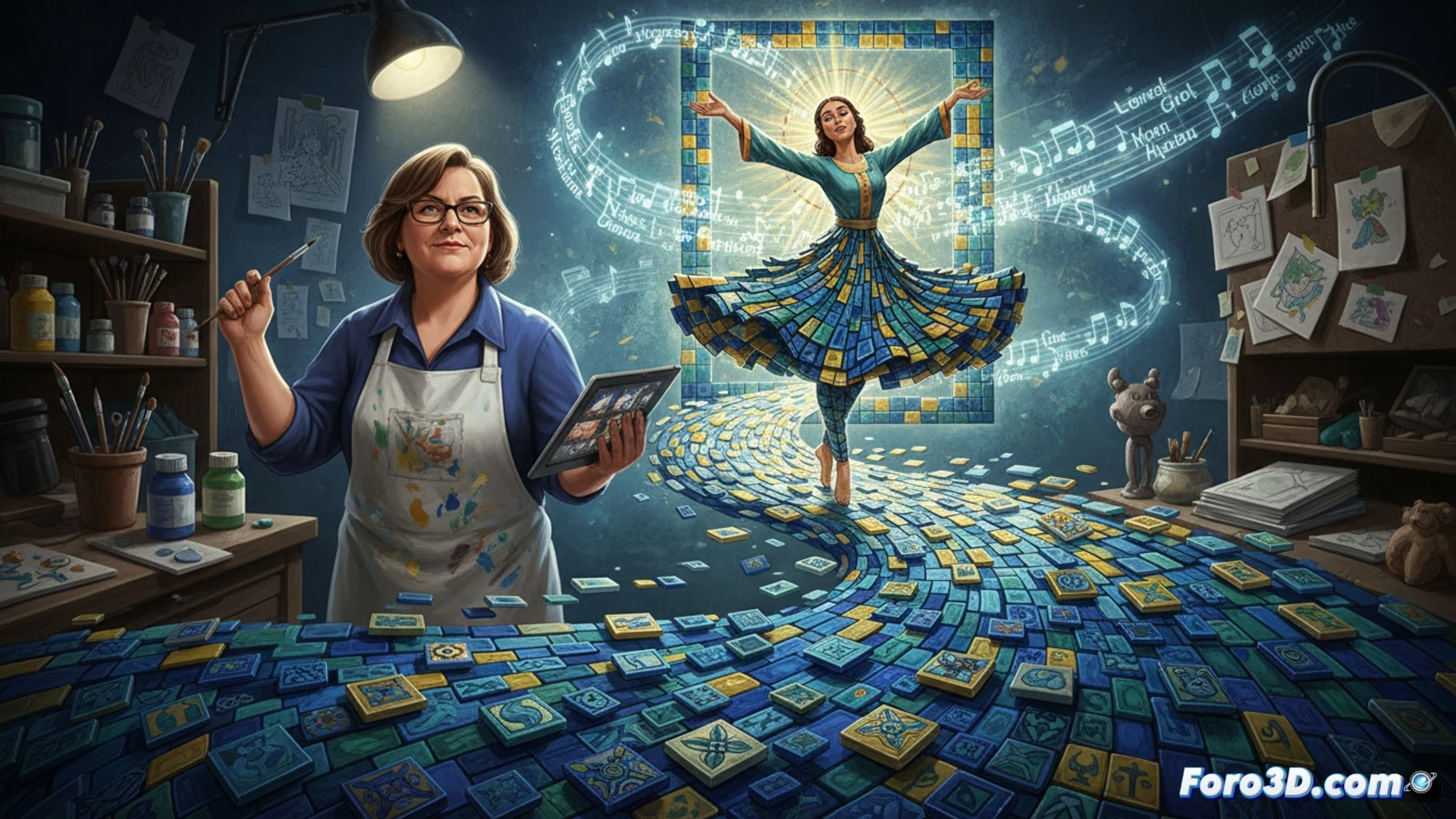 Un taller lleno de 12.000 azulejos pintados a mano, con una Virgen María bailarina en stop-motion, rodeada de mujeres históricas de la animación.