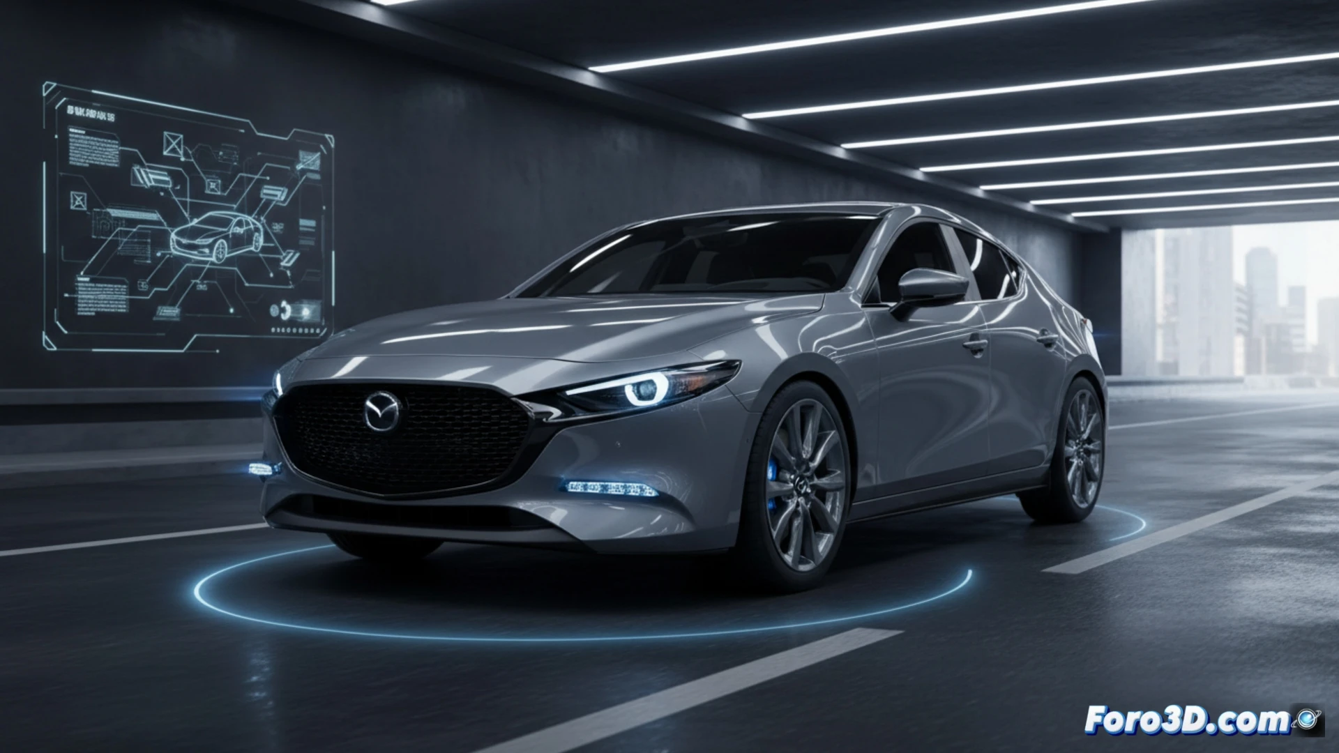 Mazda3 2027 en Gris Aero, diseño sin cambios desde 2018, enfoque en seguridad y tecnología.