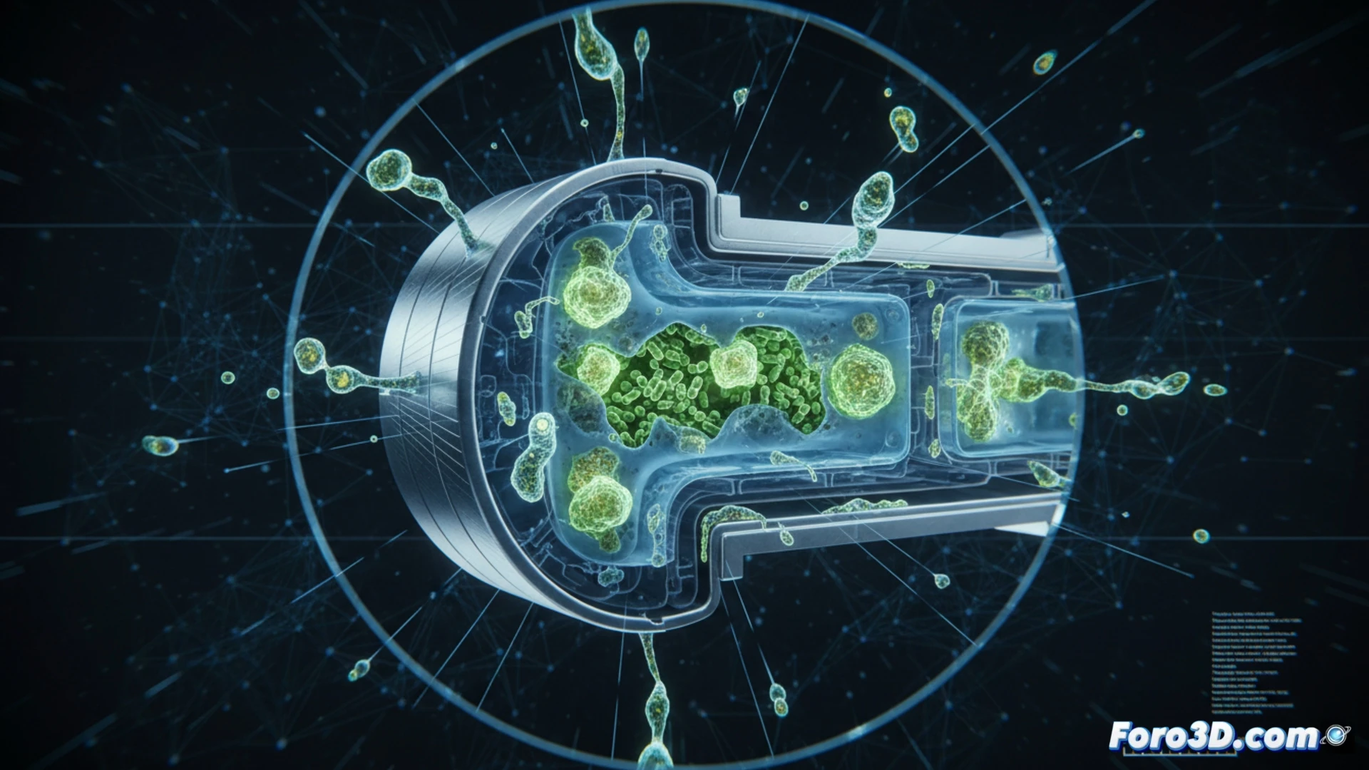 Micro-CT de cabezal impresora 3D alimentos con colonias bacterianas en cavidades microscópicas