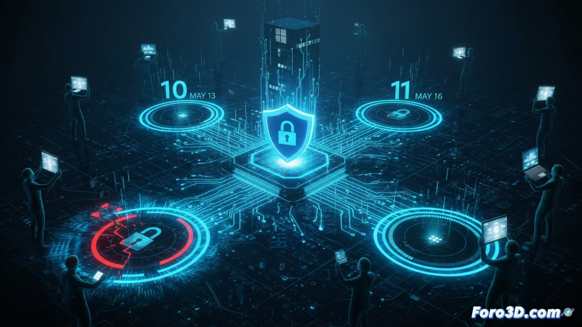 Una pantalla de Windows Security muestra advertencias amarillas y rojas sobre certificados Secure Boot caducados, con un calendario marcando mayo de 2026.