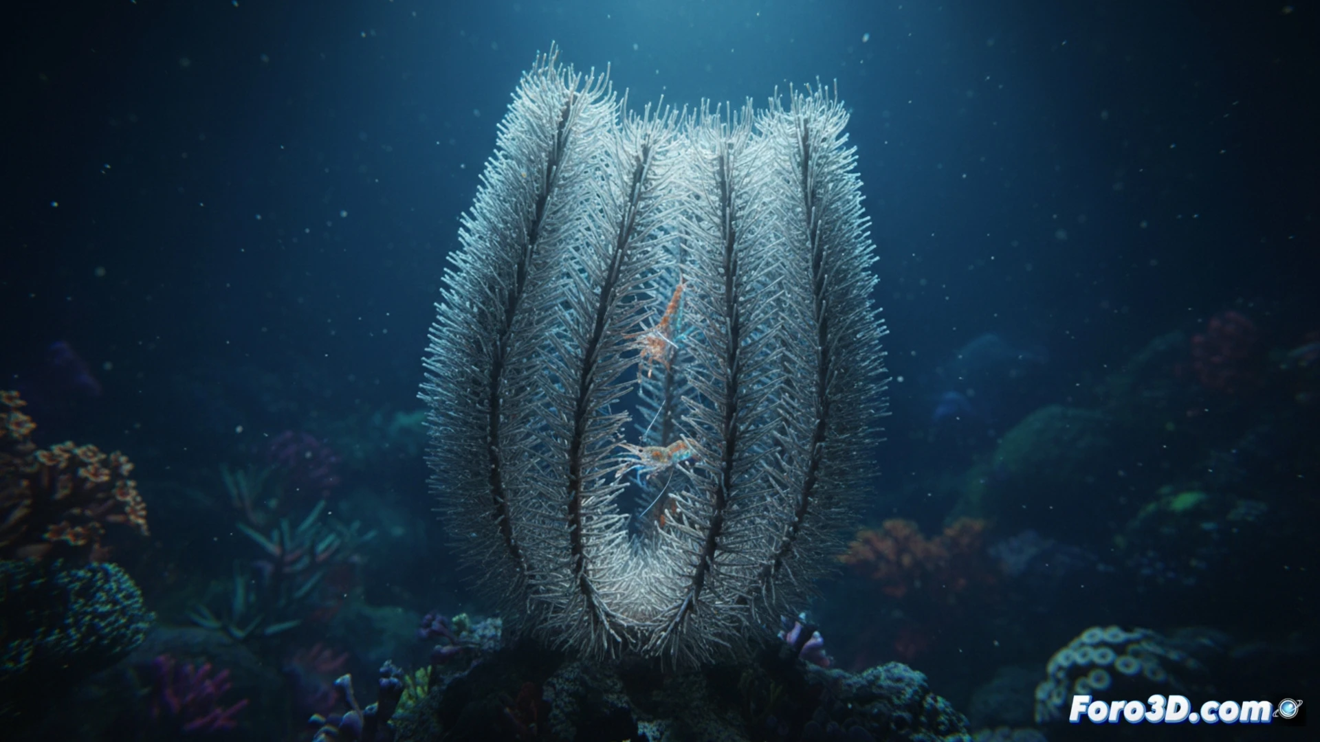 Modelo 3D de esponja de cristal Euplectella con estructura de sílice reticulada y cámara simbiótica para camarones
