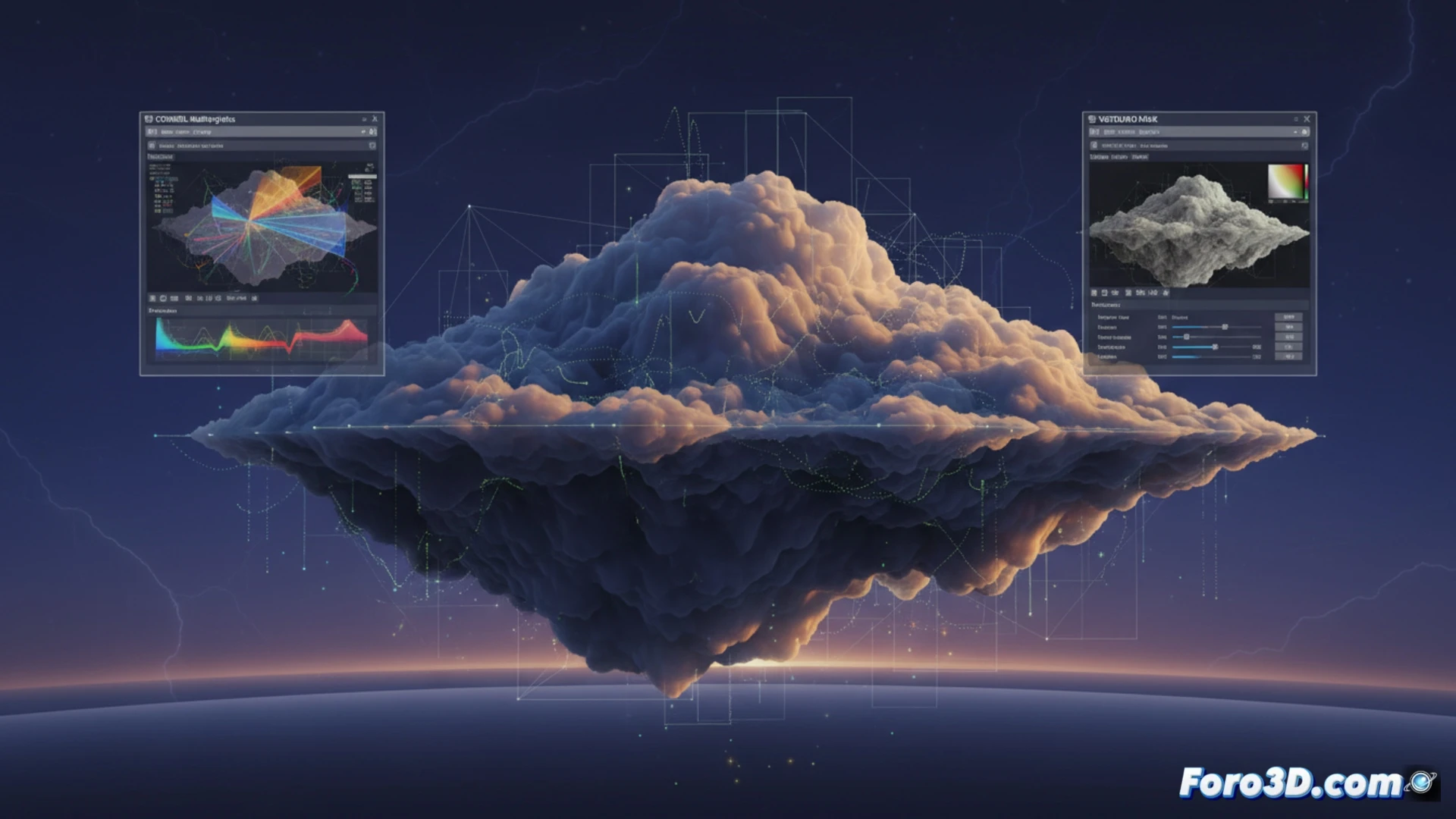 Visualización 3D de nubes Asperitas simuladas con COMSOL Multiphysics y VGSTUDIO MAX para análisis científico