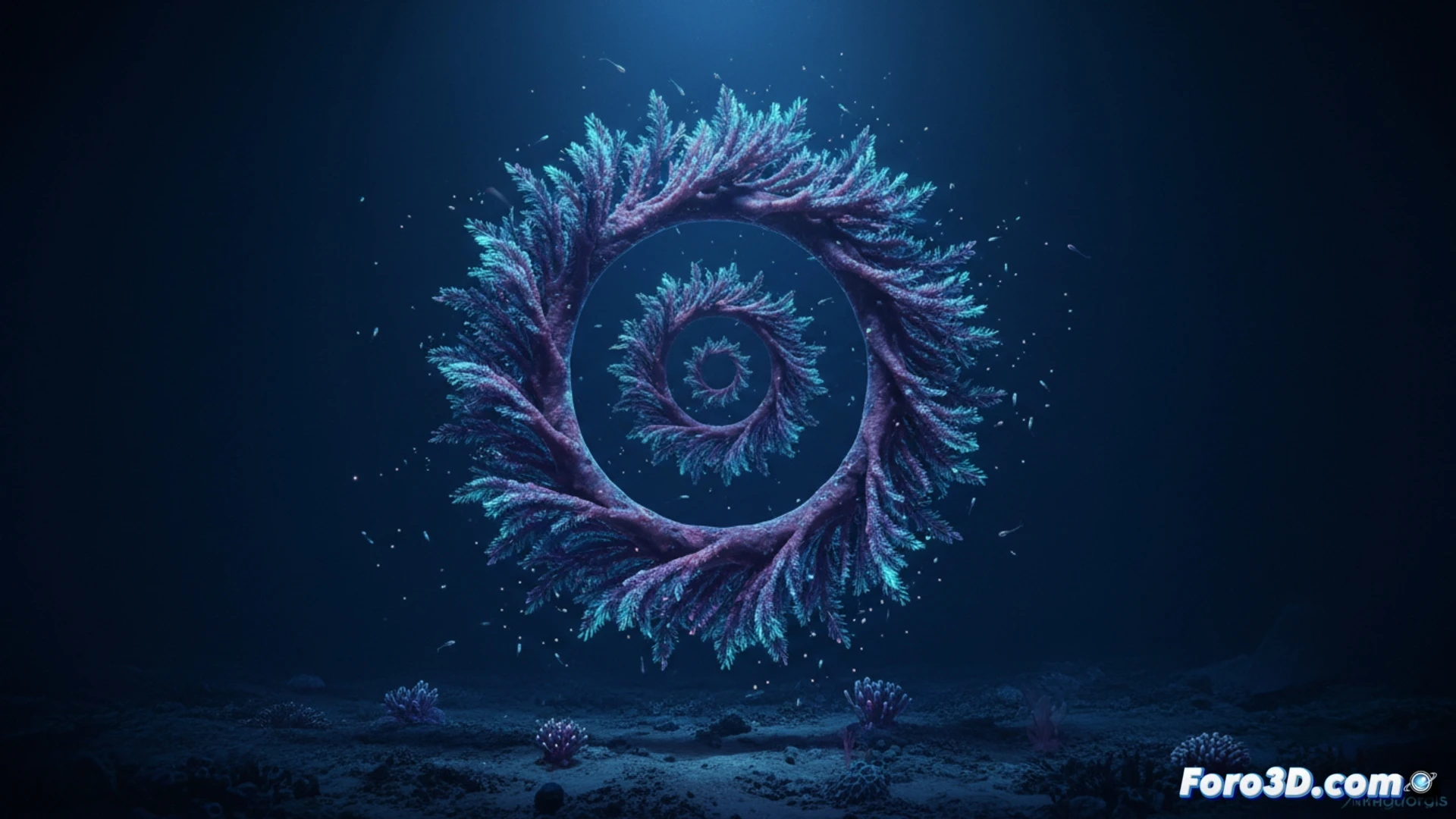 Espiral ascendente del coral Iridogorgia en aguas profundas modelo 3D paramétrico biológico
