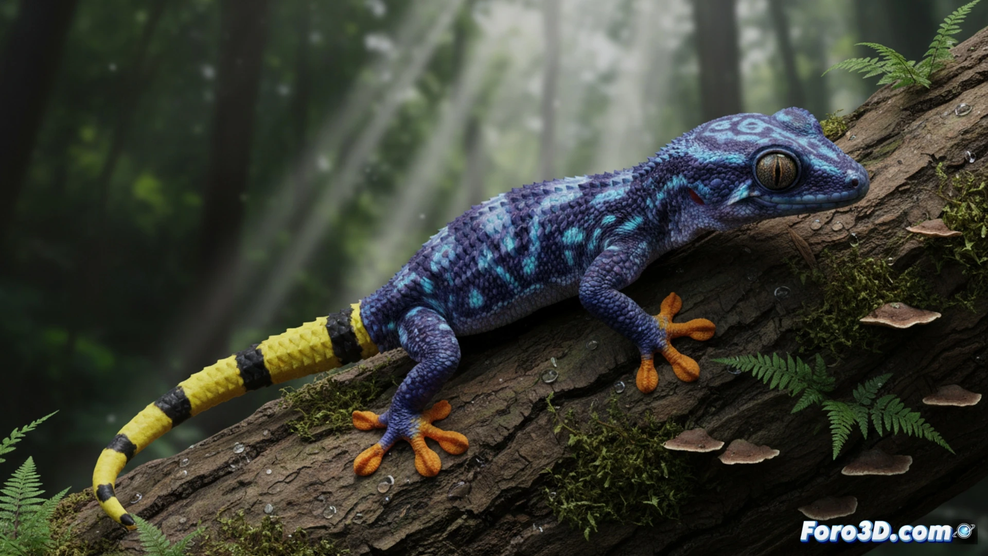 Geco psicodélico Cnemaspis psychedelica modelo 3D fotorrealista para visualización científica de reptiles