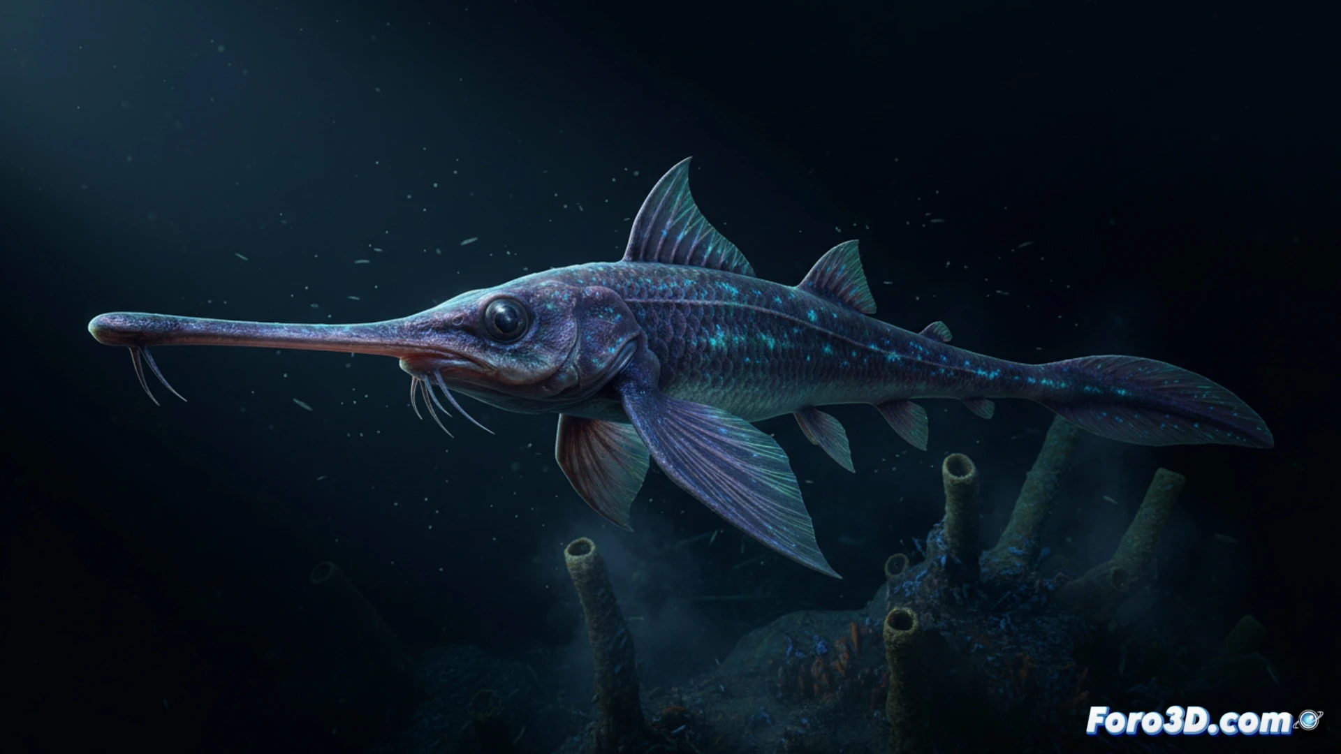 Modelo 3D del Pez Ratón de Nazca, nueva especie 2024, hocico alargado y escamas blindadas en la Fosa de Nazca