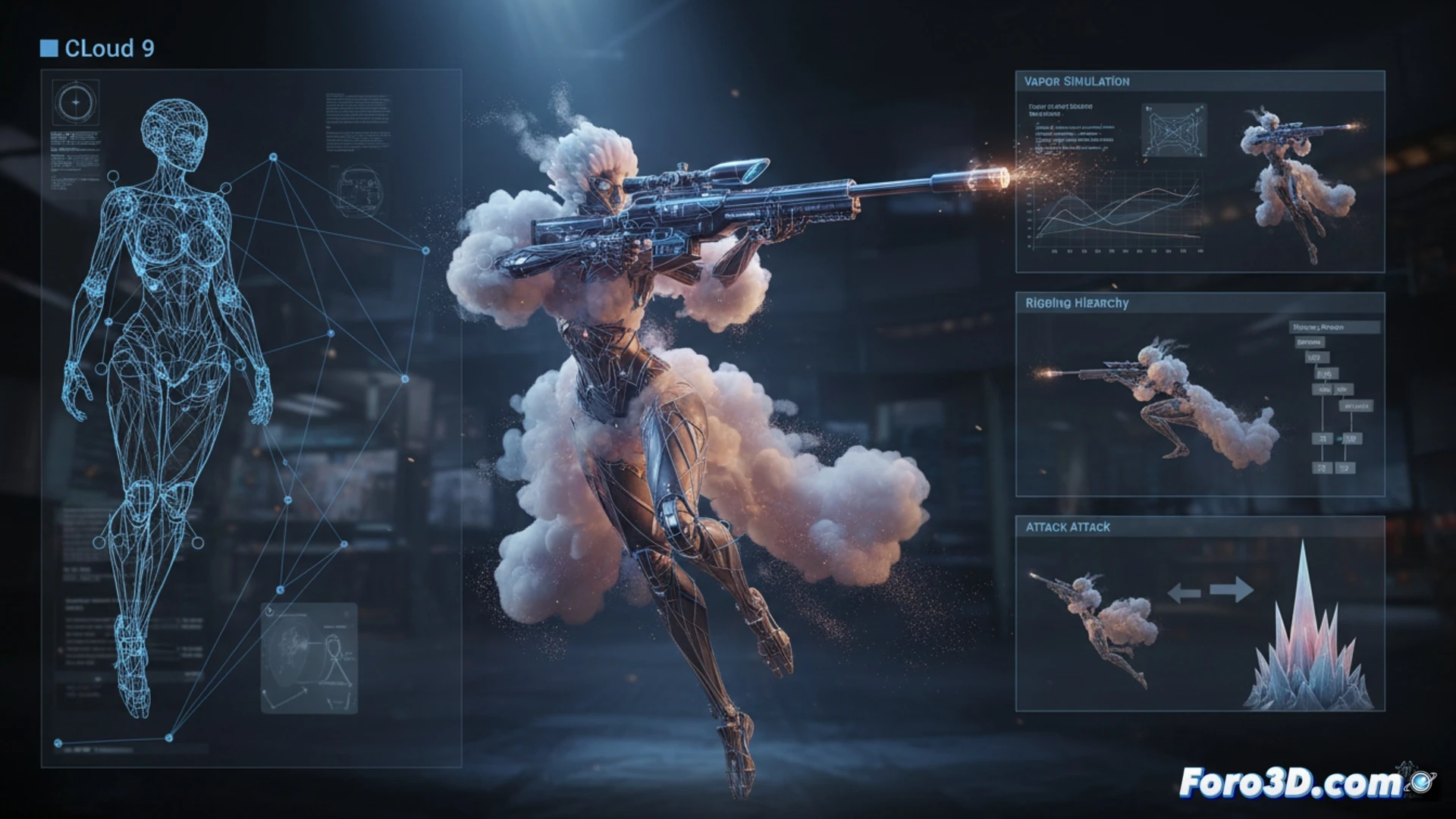 Modelado y animacion 3D de Nube 9, personaje Marvel con nube de vapor, vuelo y punteria letal