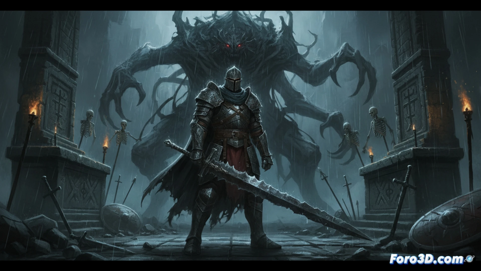 Captura de Salt and Sanctuary mostrando combate oscuro en 2D con estilo de arte pesado y monocromático