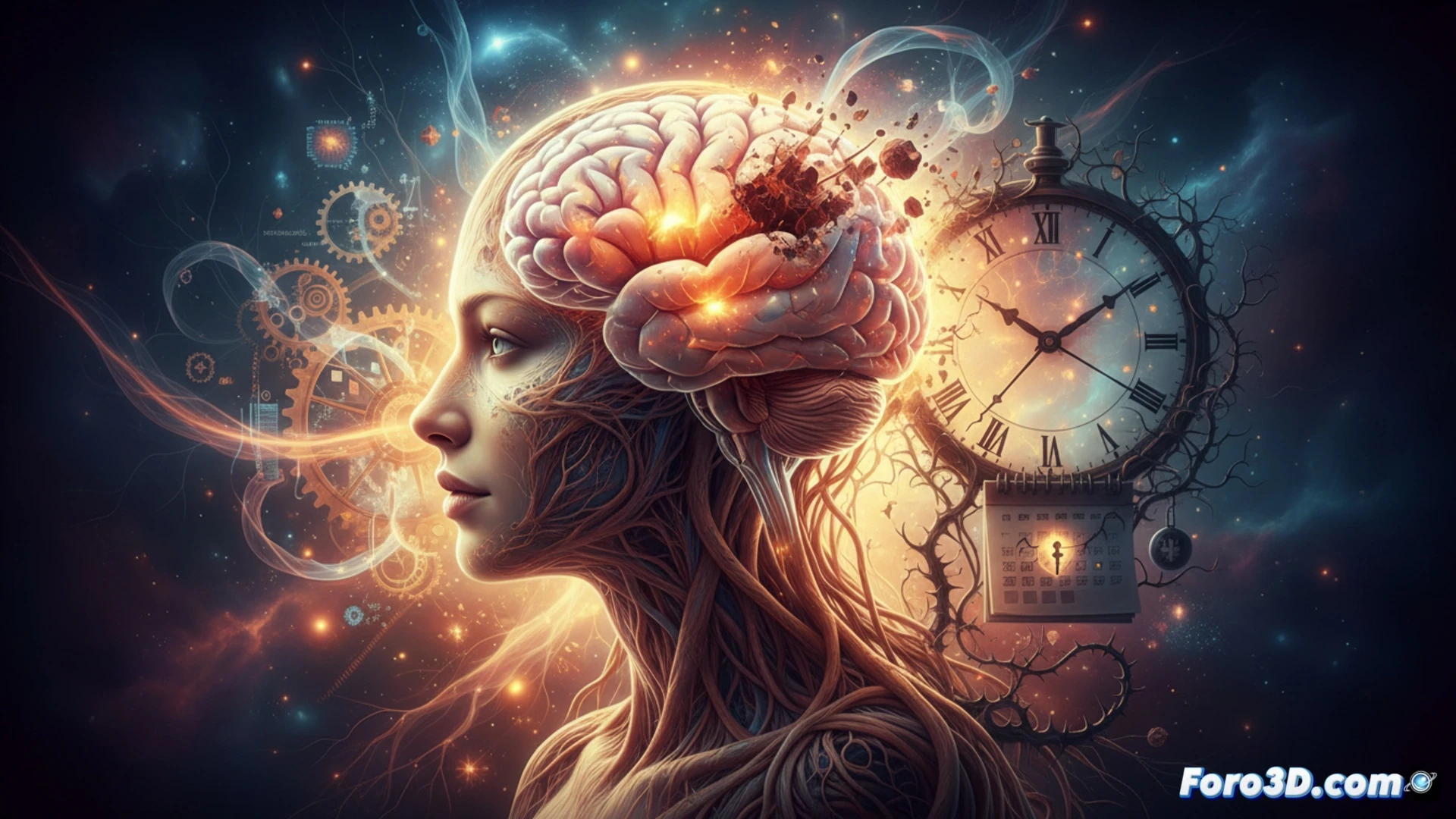 photorealistic medical visualization of a middle-aged woman solving a complex puzzle on a tablet, her brain scan overlay showing beta-amyloid plaques and tau tangles while her face remains focused and calm, a neurologist reviewing delayed diagnostic data on a monitor showing late-stage Alzheimer markers, contrast between healthy cognitive performance and advanced brain pathology, soft clinical lighting, ultra-detailed neural network illustration, dramatic chiaroscuro highlighting the disconnect between behavior and biology, cinematic technical render