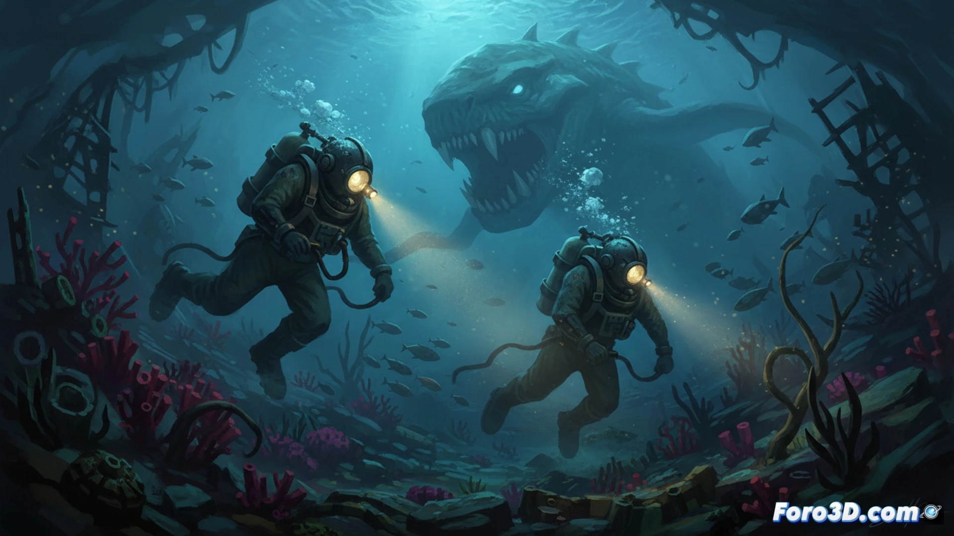 [Murky Divers juego submarino low-poly con iluminación dinámica y presión ambiental en Unity y Blender]