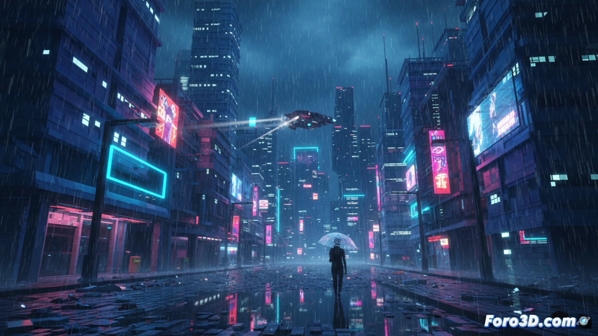 Nivalis juego cyberpunk voxel con ray tracing en Unity, lluvia y neón low-poly