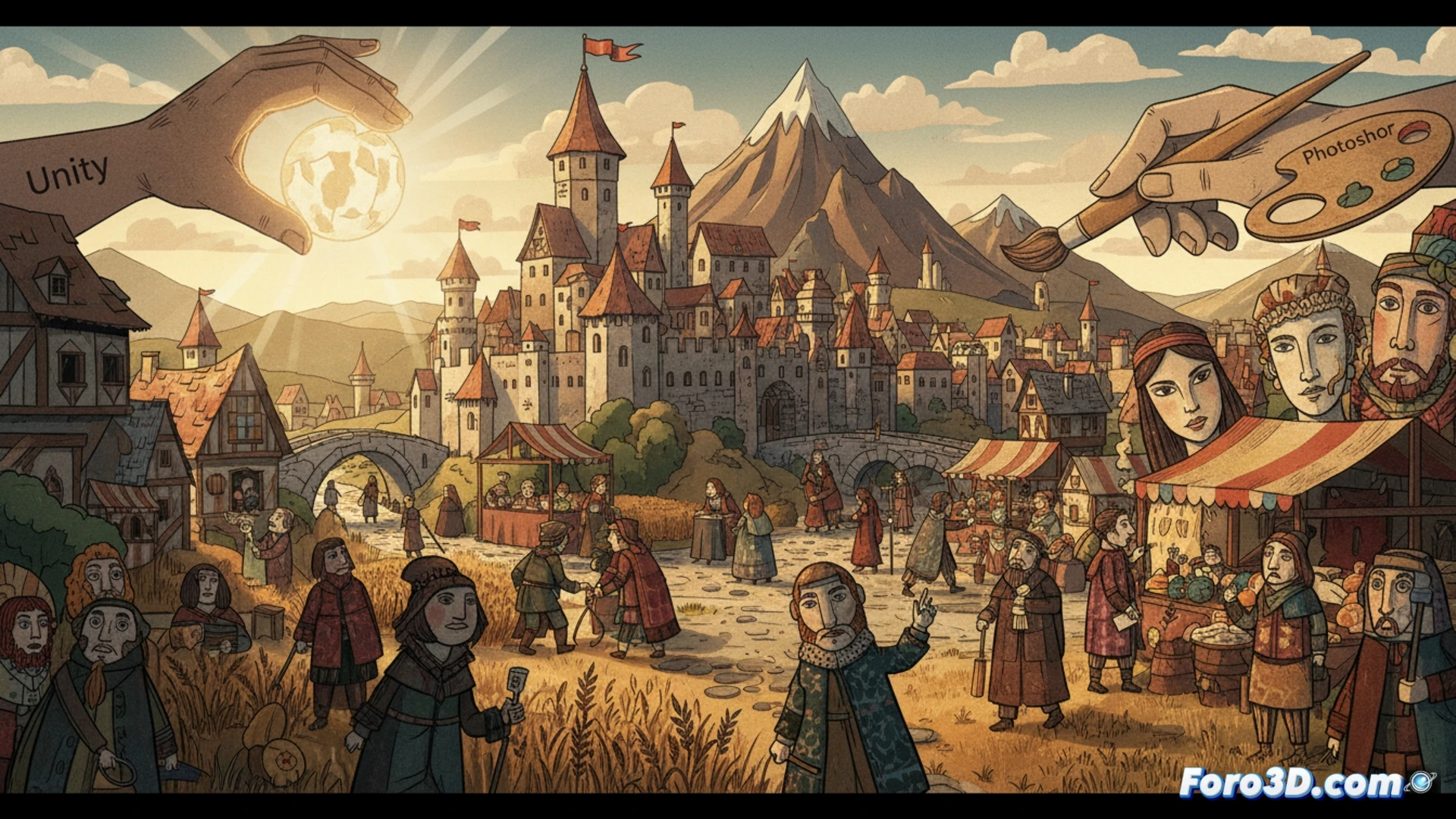 Norland juego medieval con personajes recortados en papel y entorno 2D detallado en Unity