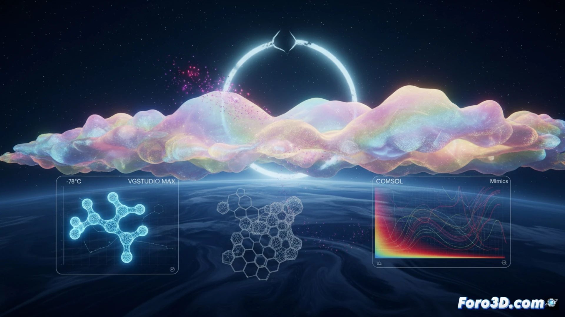 Visualización 3D de nubes nacaradas estratosféricas con partículas de hielo y simulación de reacciones químicas de destrucción del ozono