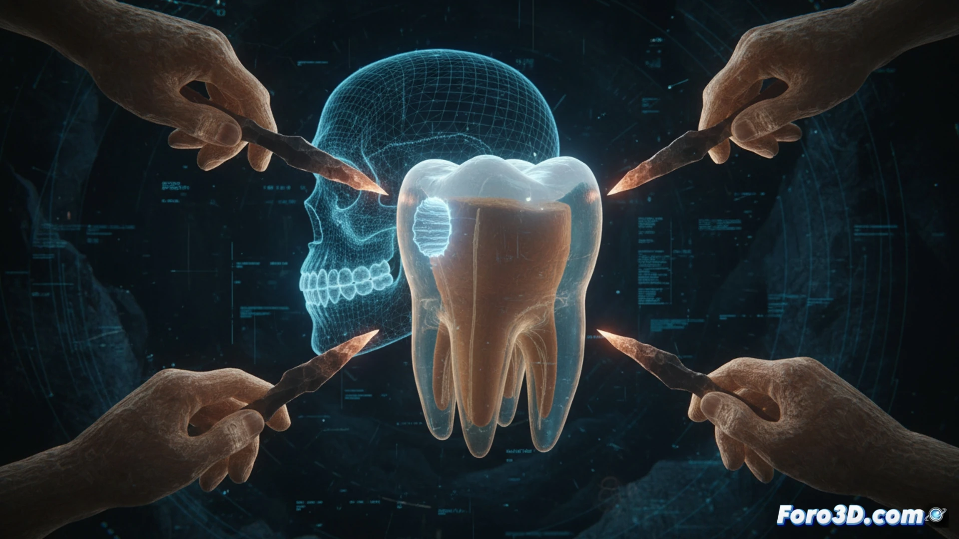 Molar neandertal de 59.000 años con perforación dental intencional, reconstruido en 3D para análisis arqueológico