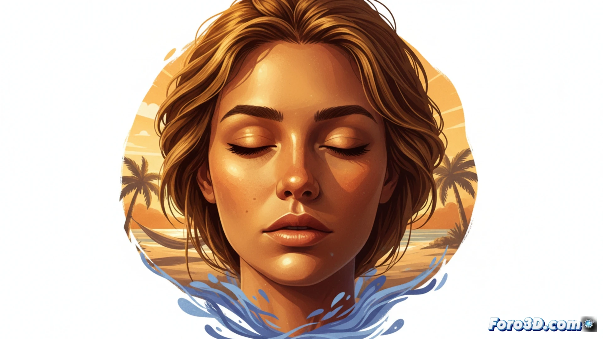 Photorealistic cinematic scene of a woman in summer sunlight, one hand holding a compact mirror while the other applies bronzer to her cheek, her face half in shadow showing dark under-eye circles fading into tanned skin, visible lack of sleep contrasted with warm bronze complexion, soft focus on a digital sleep tracker on the table showing fragmented sleep cycles, heat haze shimmering from a nearby window, golden hour lighting emphasizing skin texture and contrast between pale undereye and tanned face, hyperrealistic skin pores and fine lines, dermatological visualization style, shallow depth of field