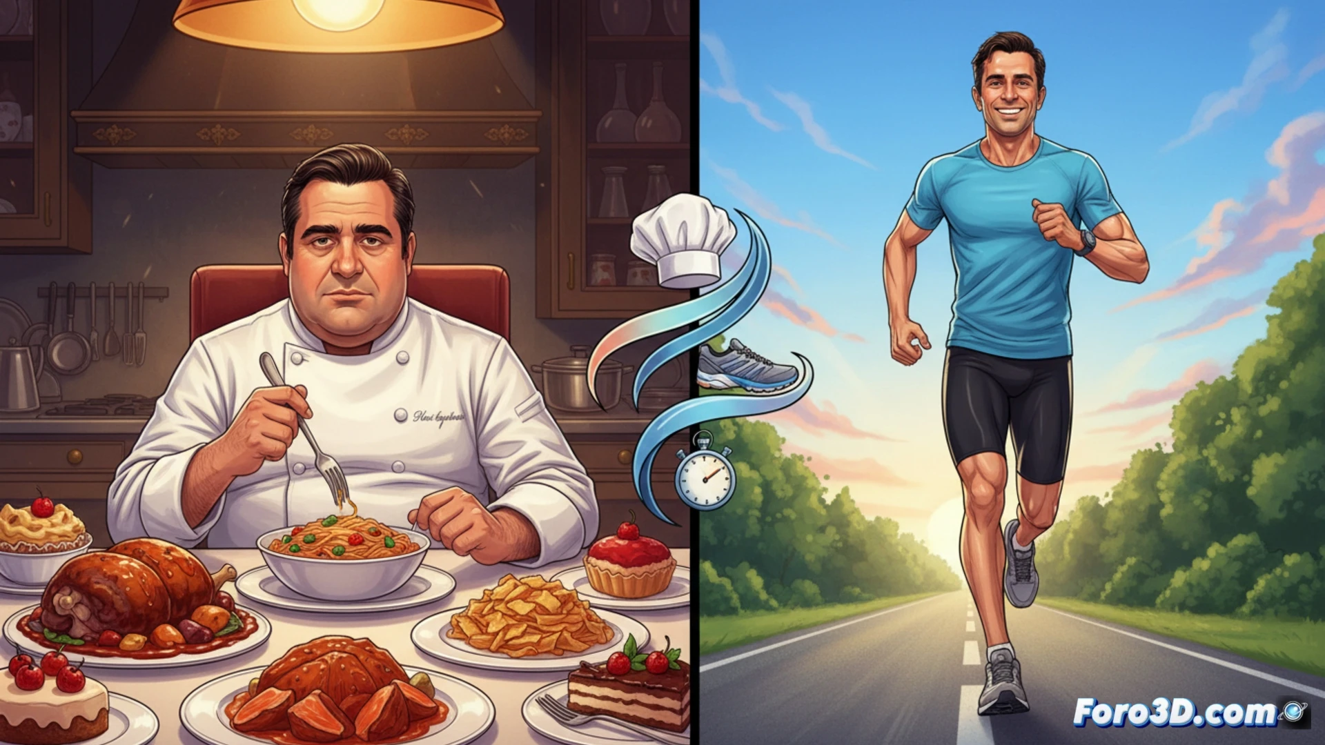 Chef Paco Roncero, antes con 120 kilos, ahora corre con energía por salud, dejando atrás el sedentarismo.